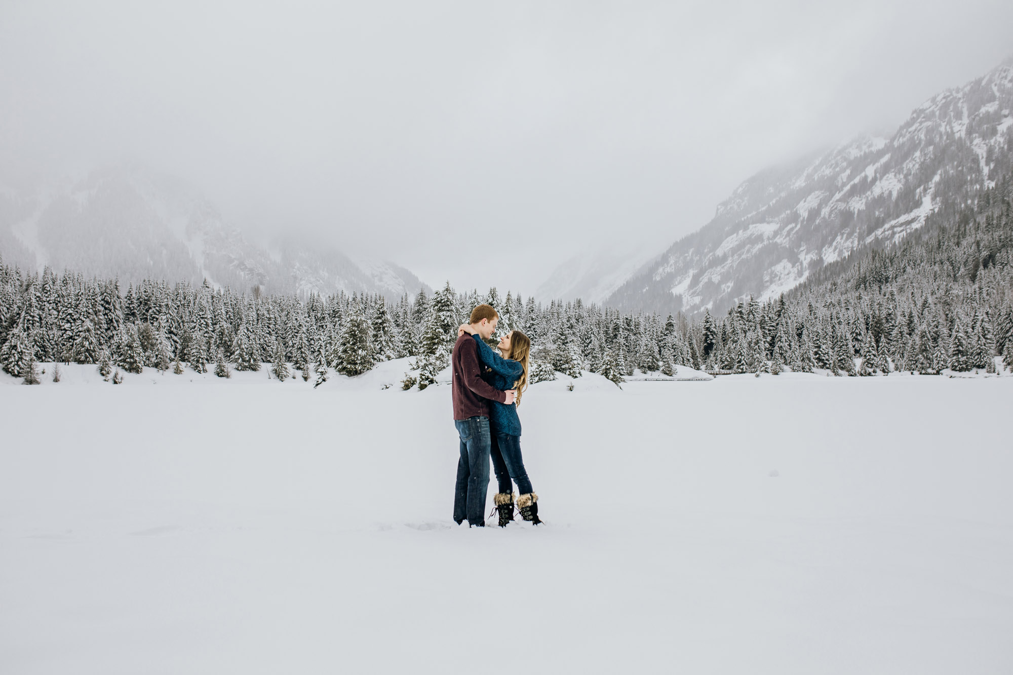 Snoqualmie Pass adventure engagement session by Seattle wedding photographer James Thomas Long Photography