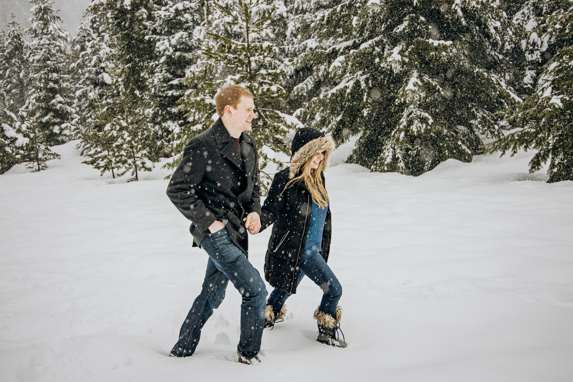 Snoqualmie Pass adventure engagement session by Seattle wedding photographer James Thomas Long Photography