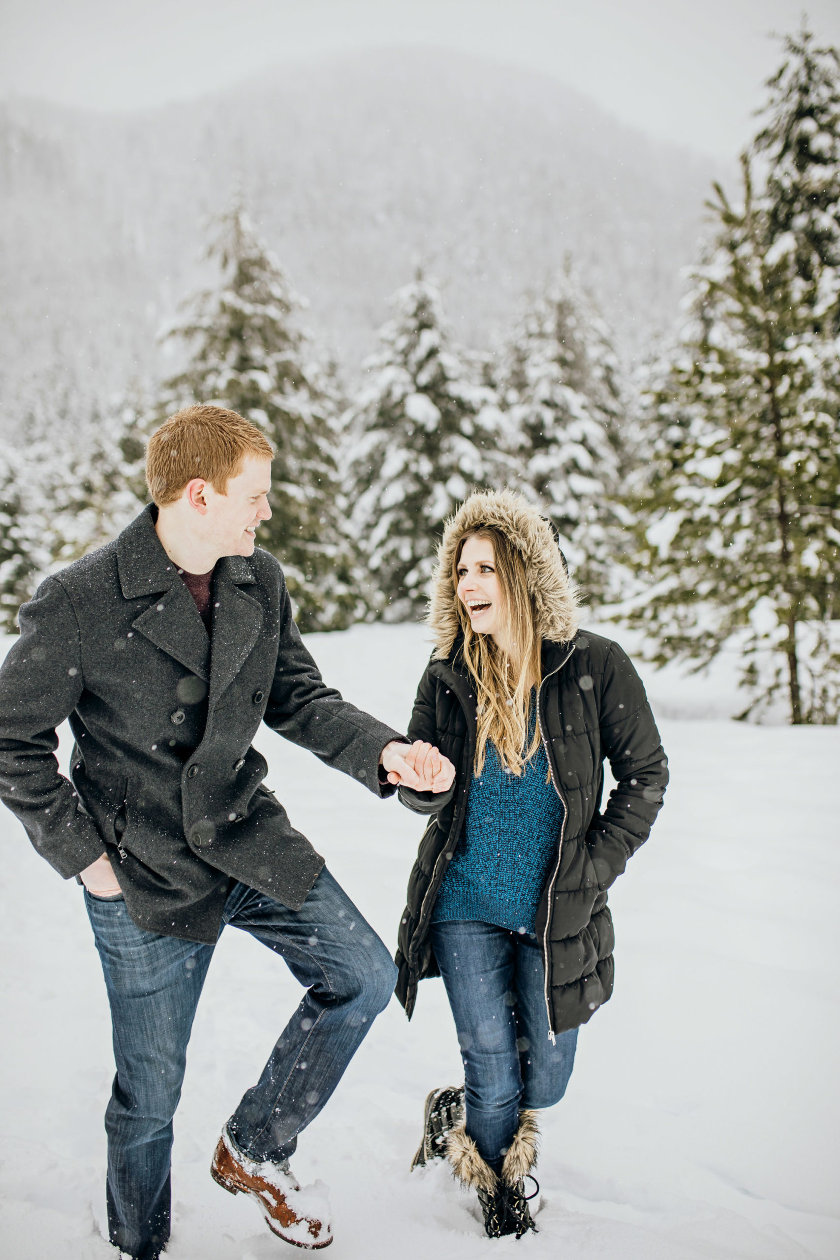 Snoqualmie Pass adventure engagement session by Seattle wedding photographer James Thomas Long Photography