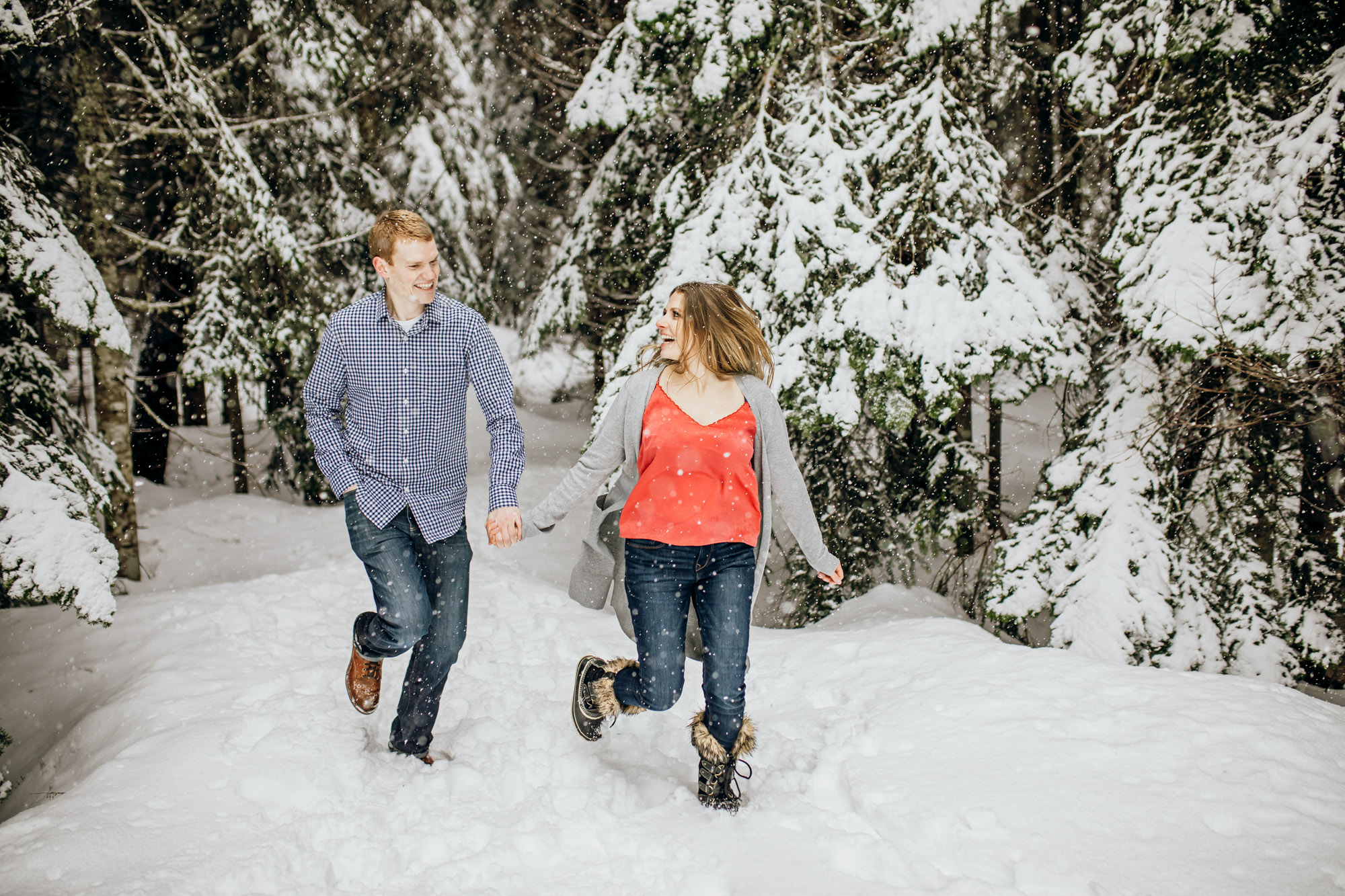 Snoqualmie Pass adventure engagement session by Seattle wedding photographer James Thomas Long Photography