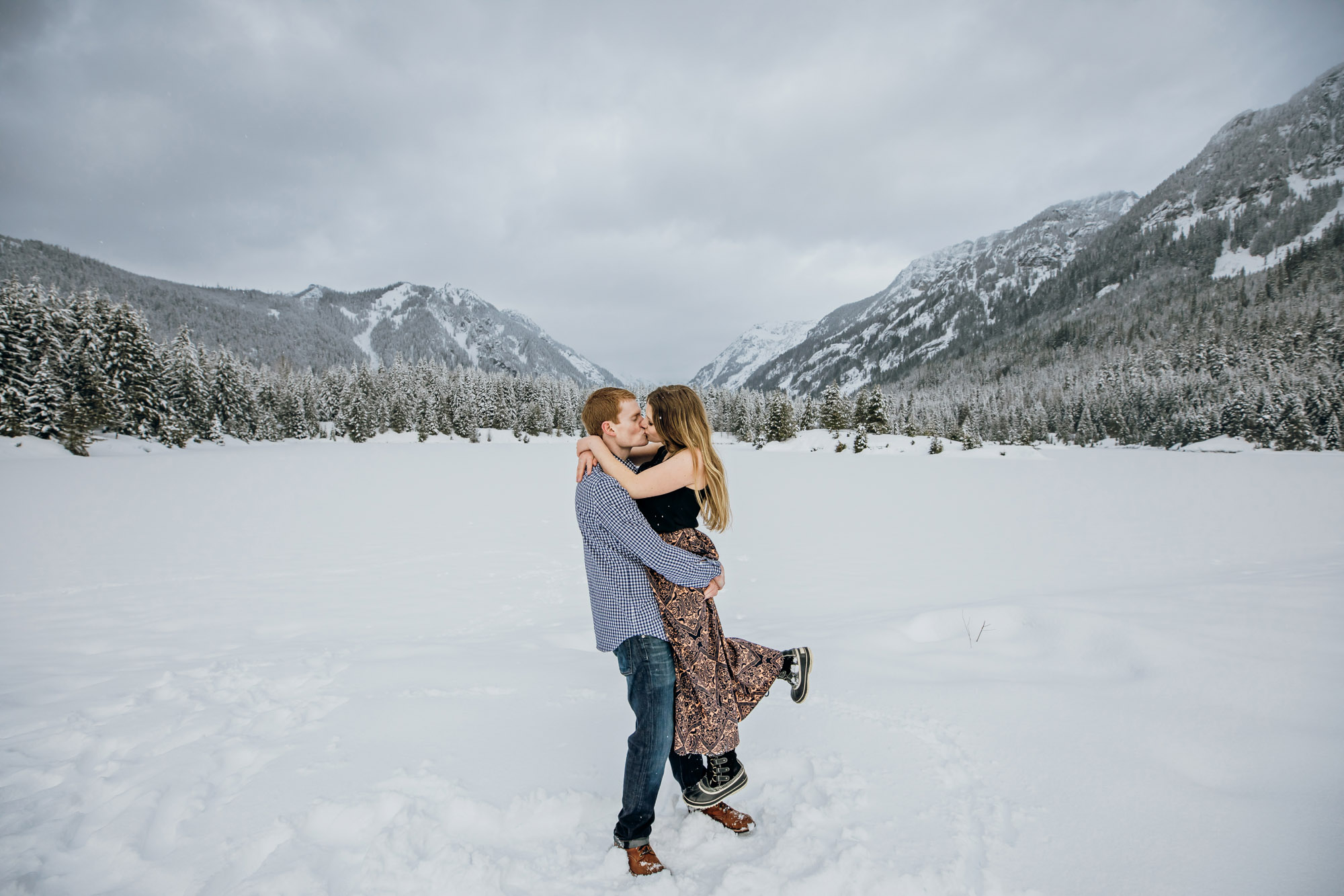 Snoqualmie Pass adventure engagement session by Seattle wedding photographer James Thomas Long Photography