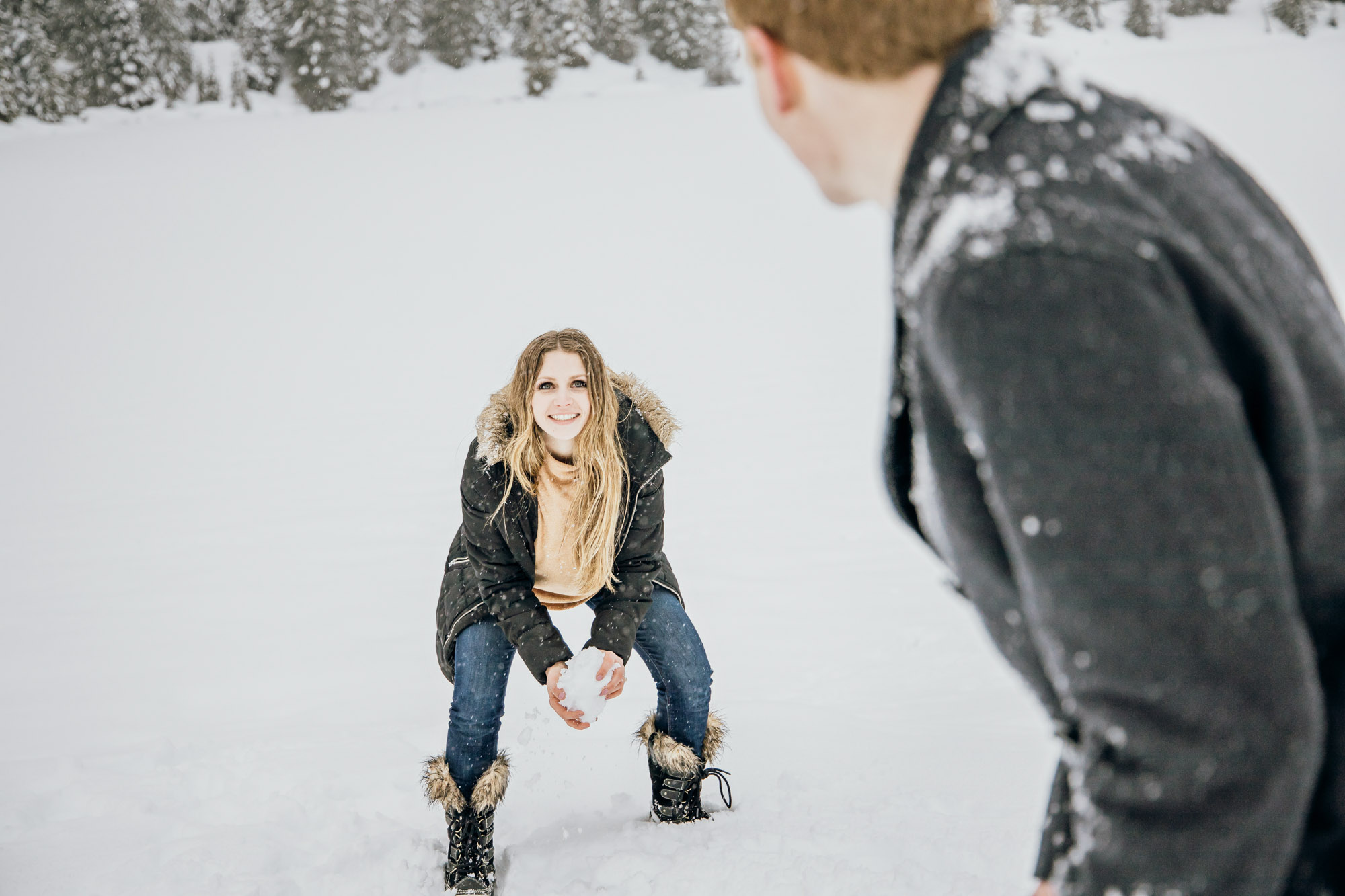 Snoqualmie Pass adventure engagement session by Seattle wedding photographer James Thomas Long Photography