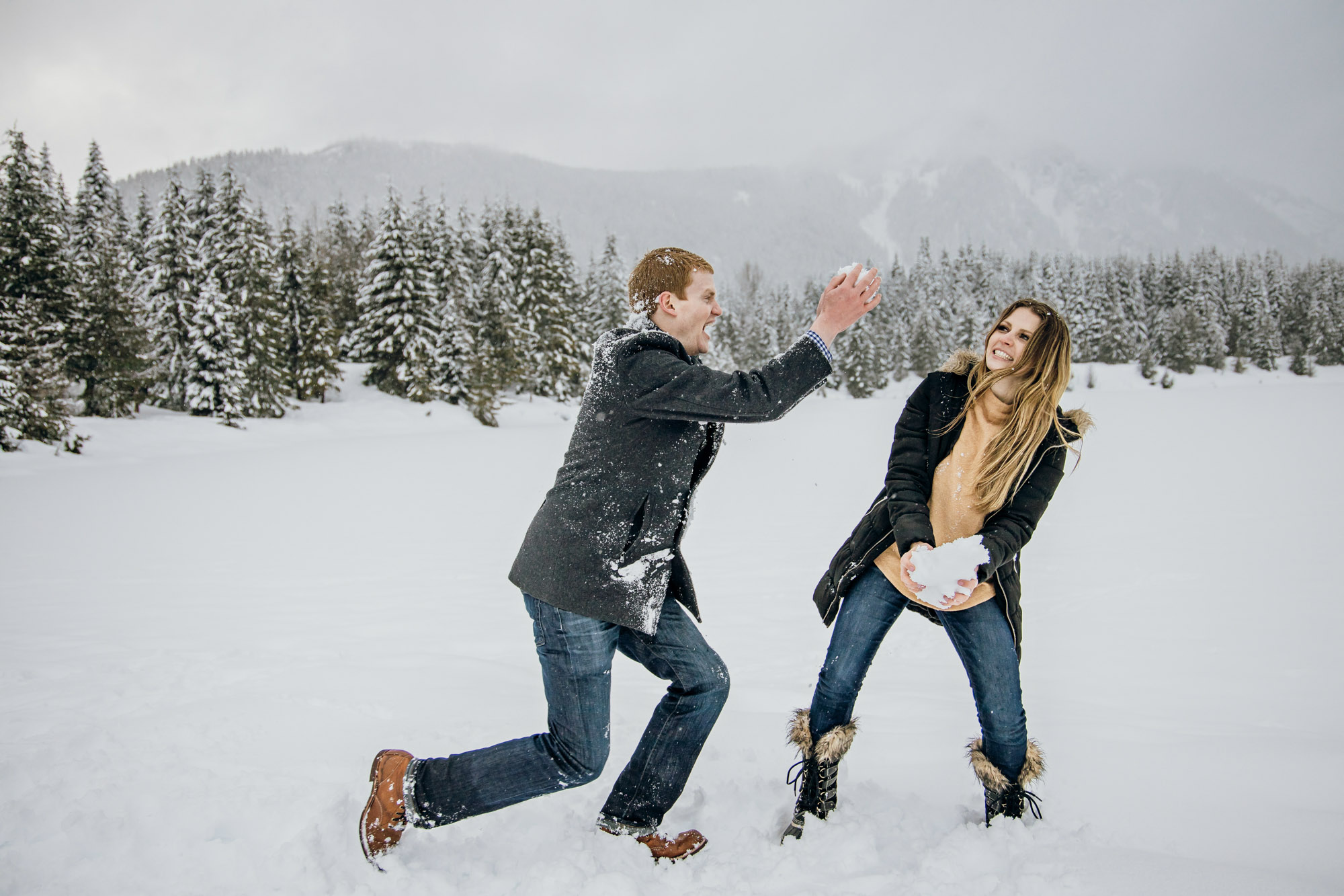 Snoqualmie Pass adventure engagement session by Seattle wedding photographer James Thomas Long Photography