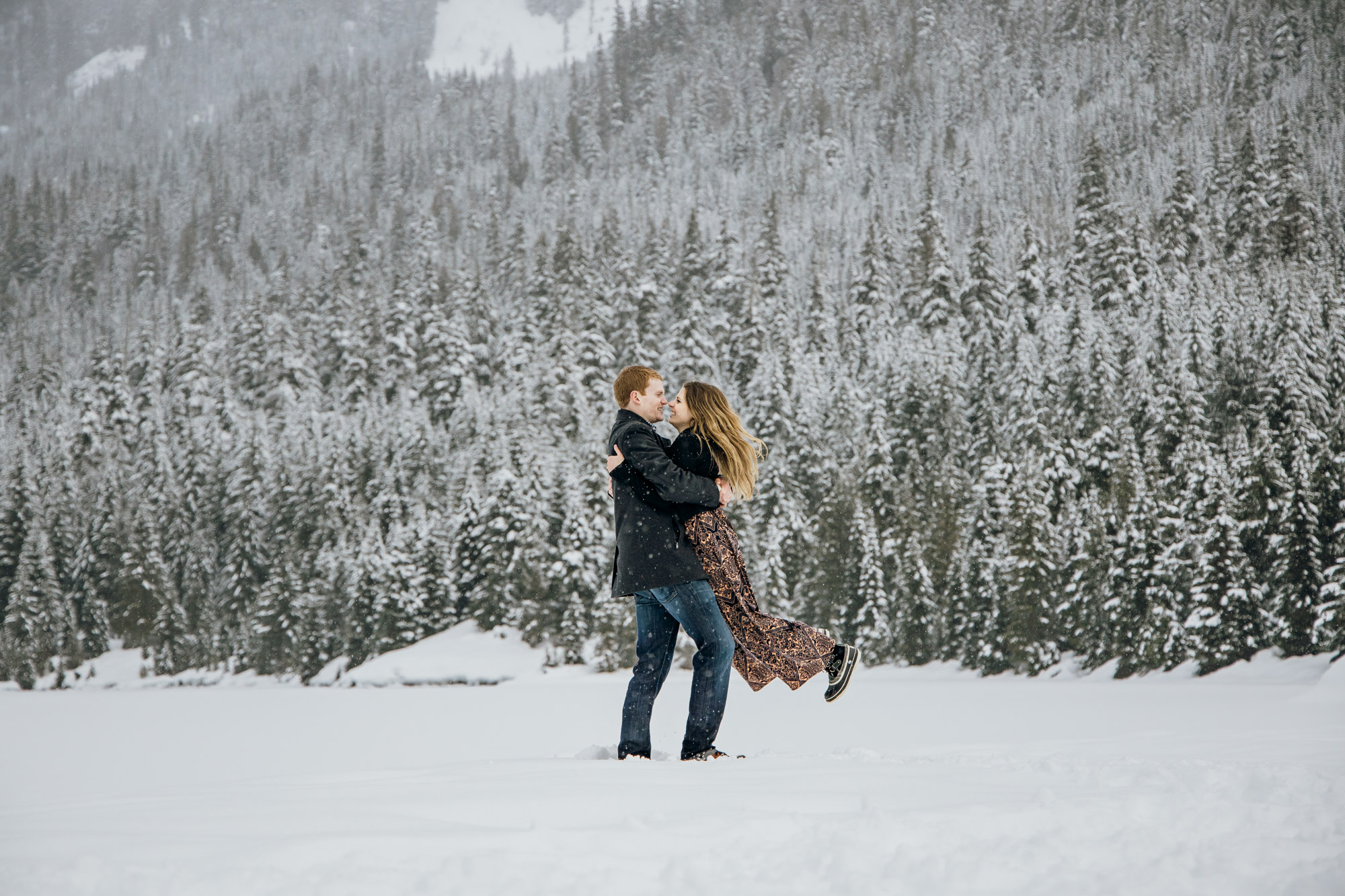 Snoqualmie Pass adventure engagement session by Seattle wedding photographer James Thomas Long Photography