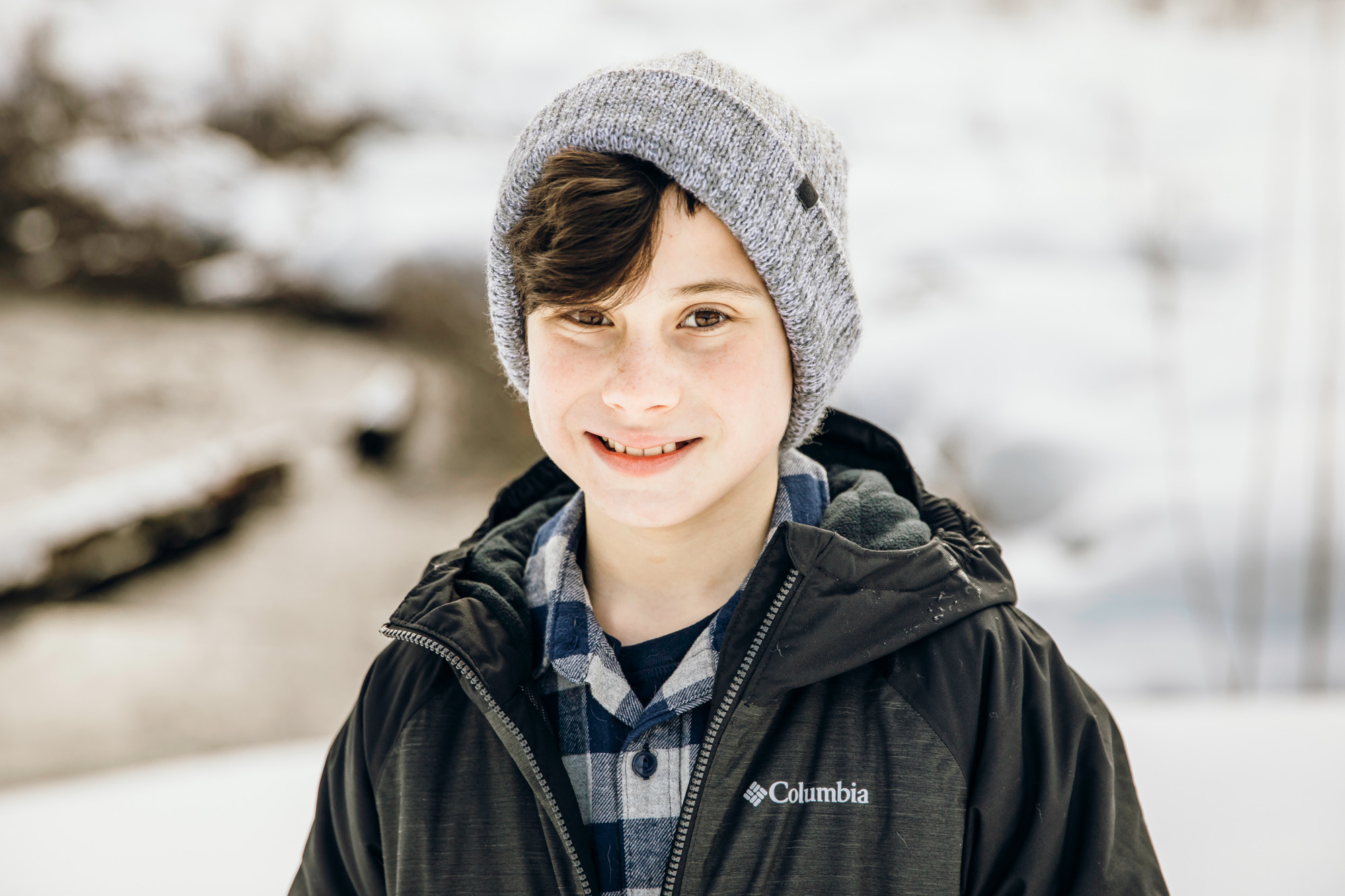 Snoqualmie Pass family of four session in the snow by Seattle family photographer James Thomas Long Photography