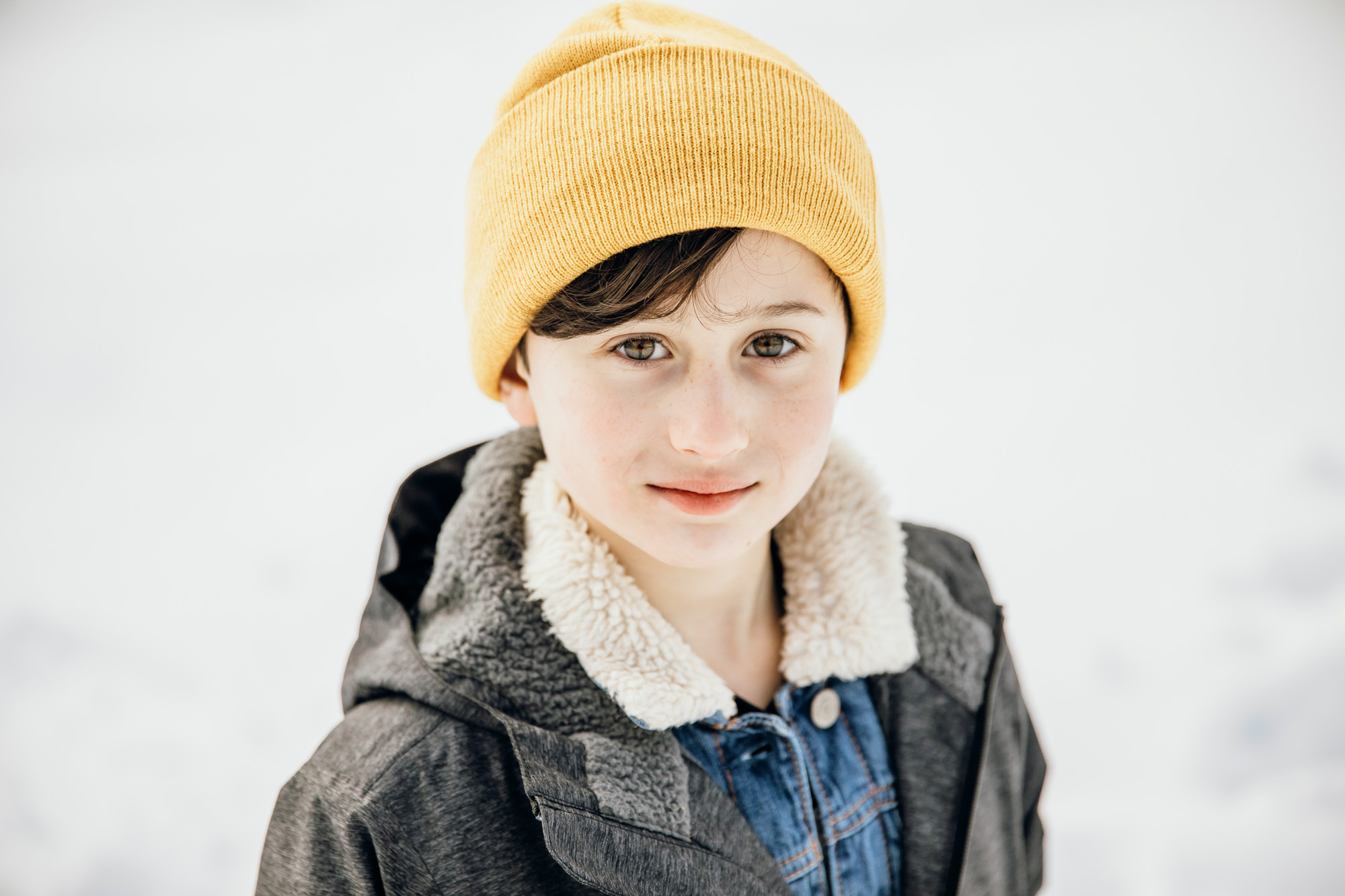 Snoqualmie Pass family of four session in the snow by Seattle family photographer James Thomas Long Photography