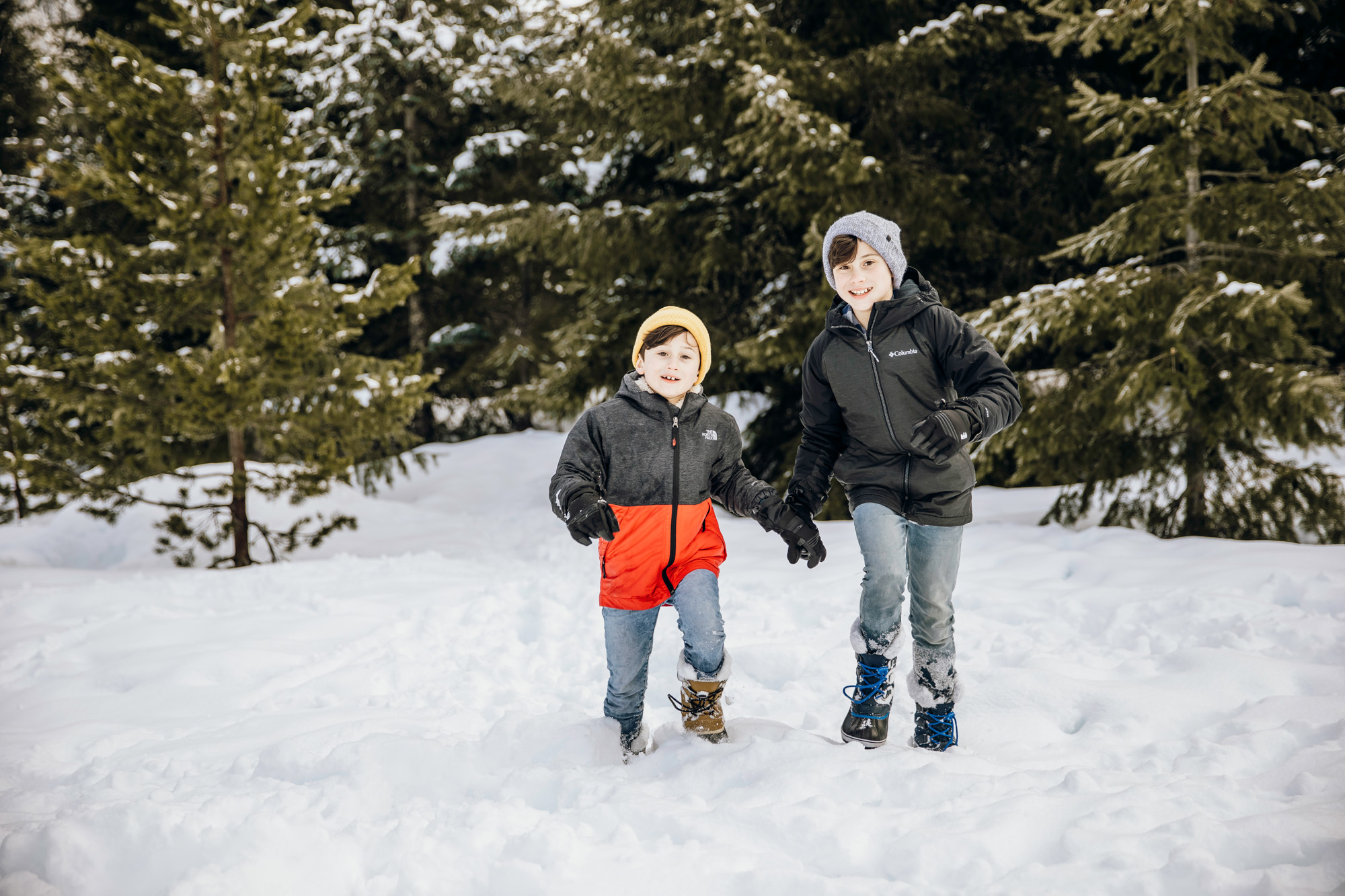 Snoqualmie Pass family of four session in the snow by Seattle family photographer James Thomas Long Photography