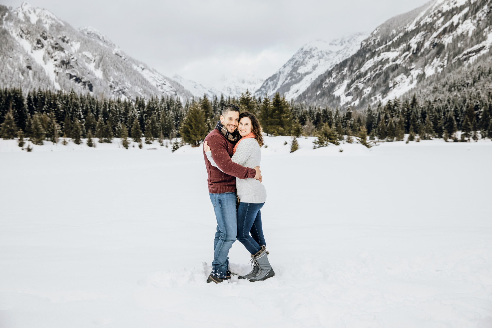 Snoqualmie Pass family of four session in the snow by Seattle family photographer James Thomas Long Photography