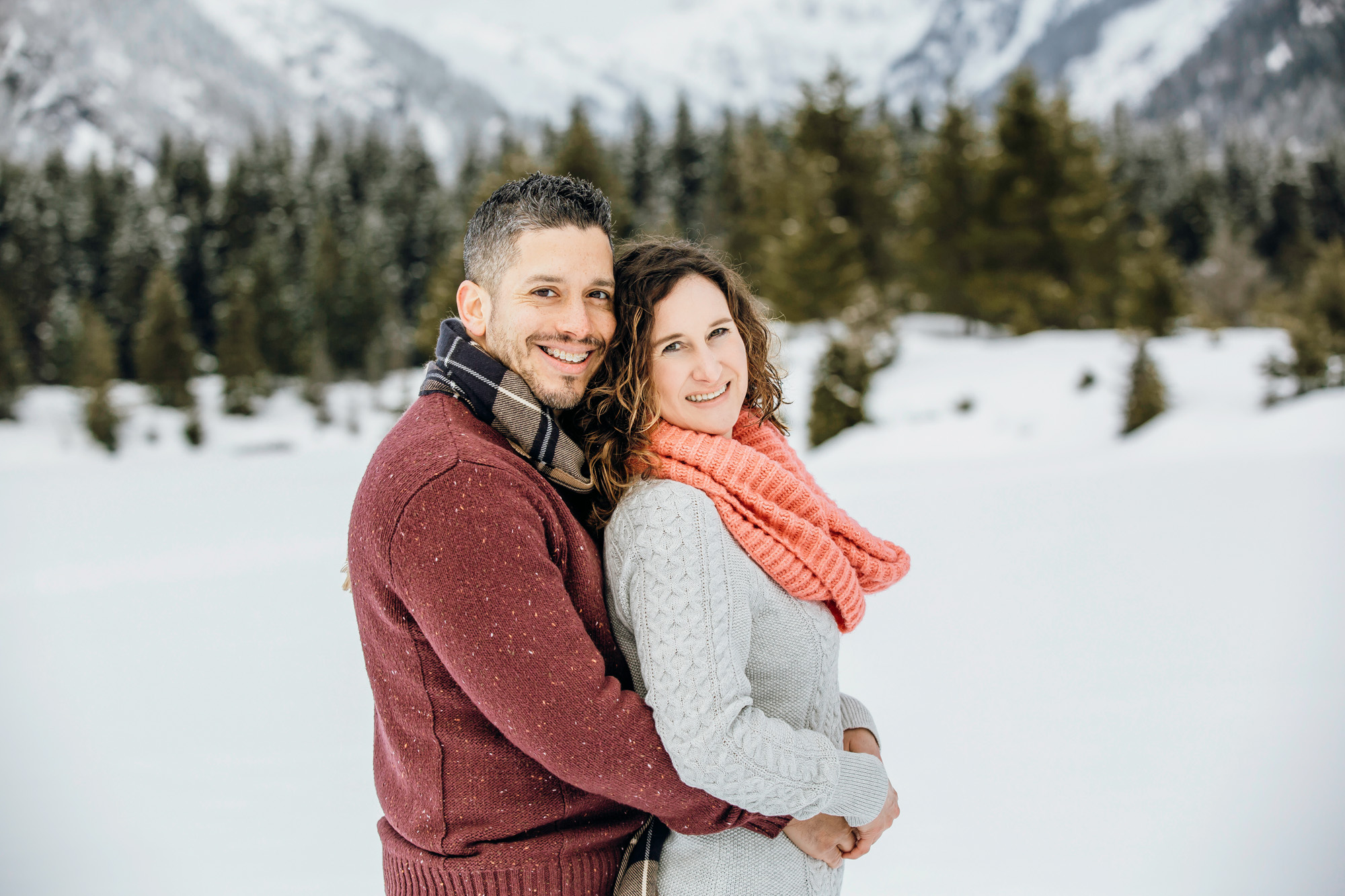 Snoqualmie Pass family of four session in the snow by Seattle family photographer James Thomas Long Photography