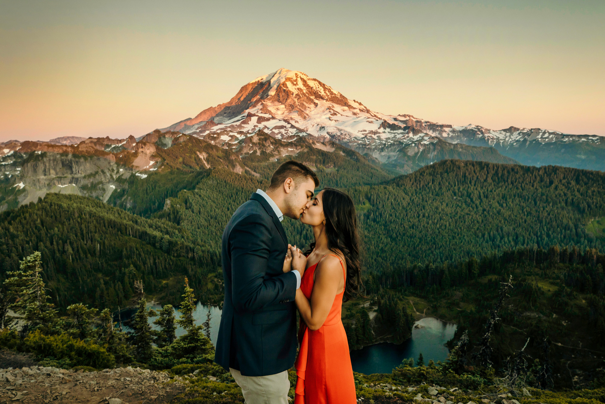 Mount Rainier adventure engagement session by Seattle wedding photographer James Thomas Long Photography