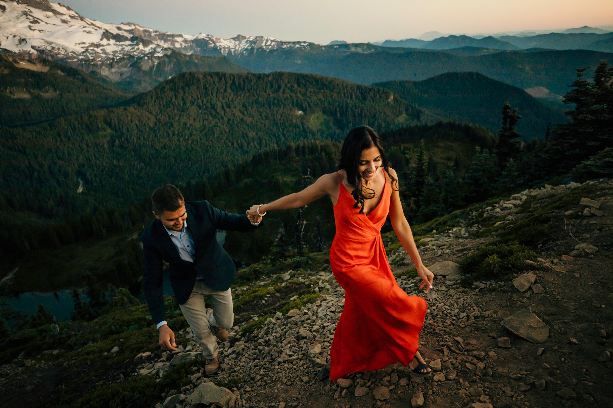 Mount Rainier adventure engagement session by Seattle wedding photographer James Thomas Long Photography