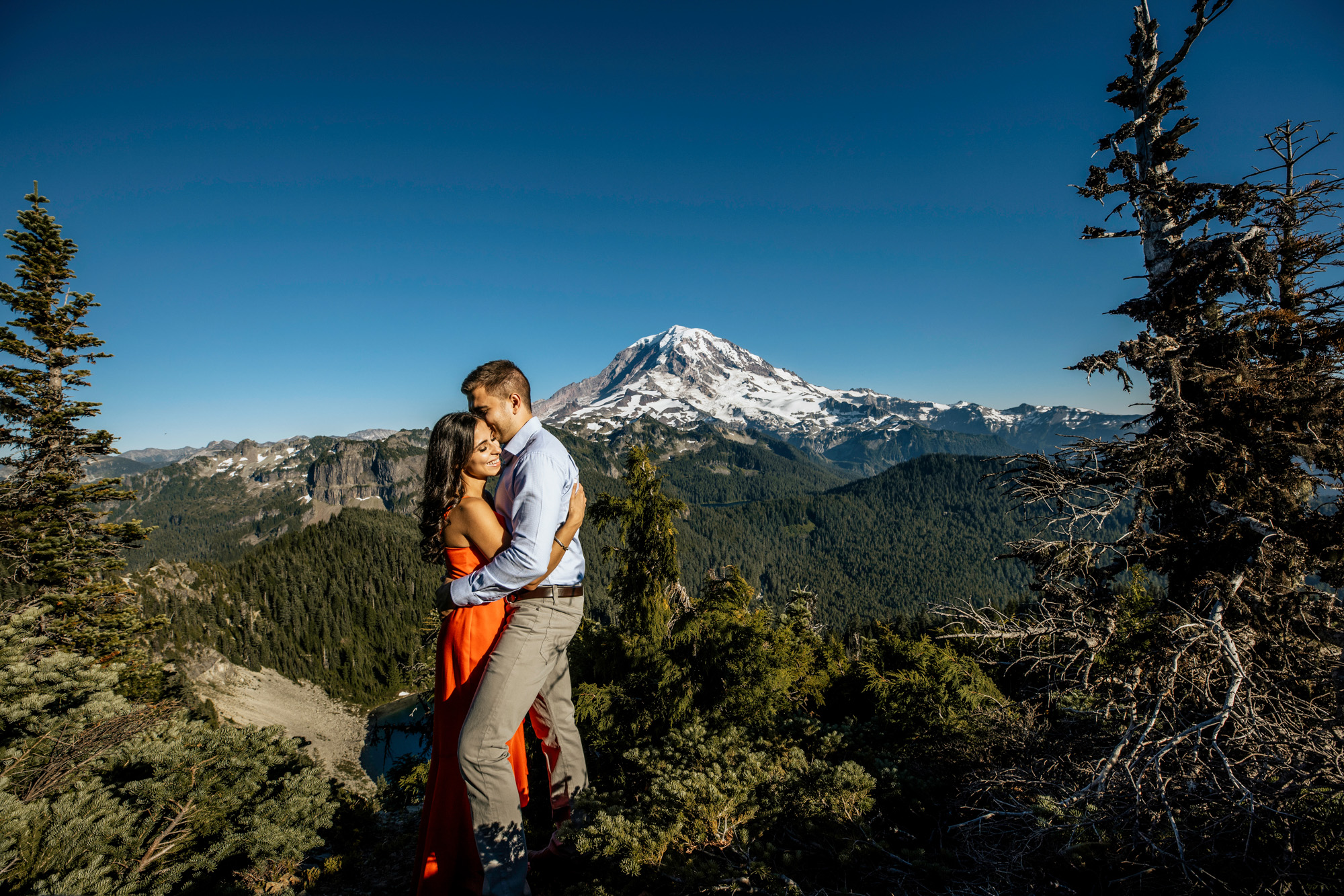 Mount Rainier adventure engagement session by Seattle wedding photographer James Thomas Long Photography