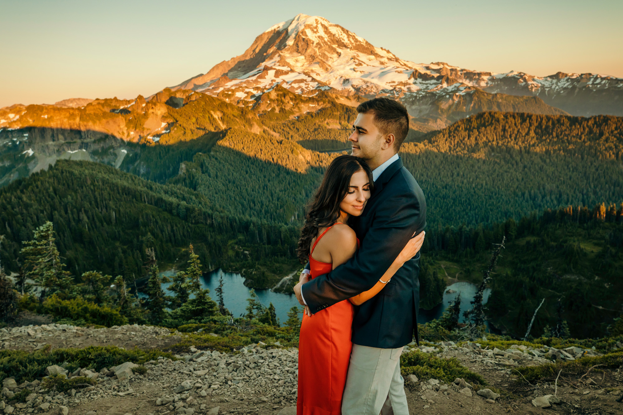 Mount Rainier adventure engagement session by Seattle wedding photographer James Thomas Long Photography