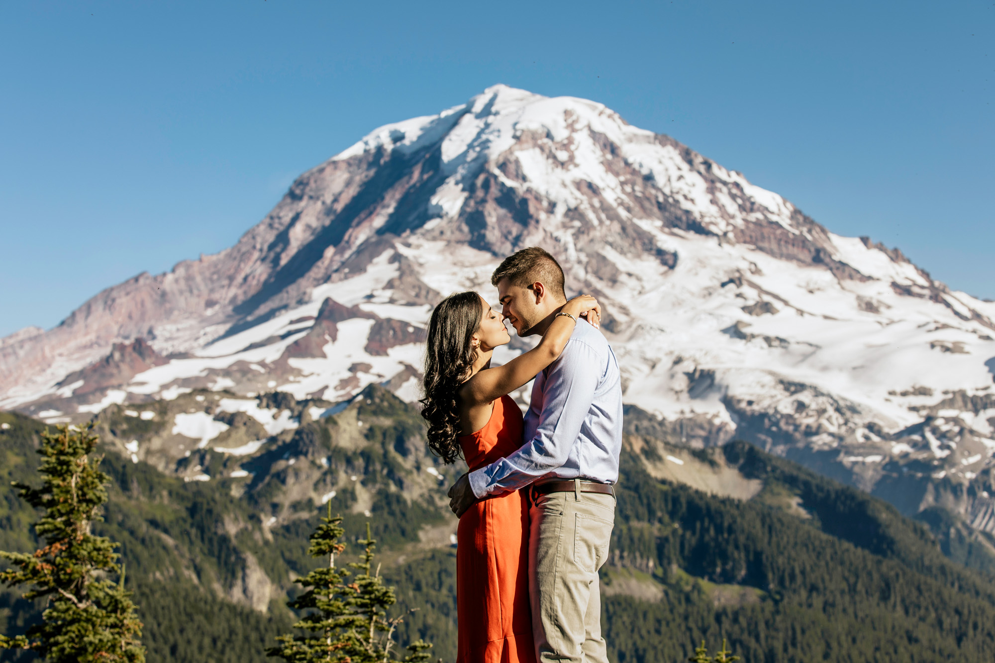 Mount Rainier adventure engagement session by Seattle wedding photographer James Thomas Long Photography