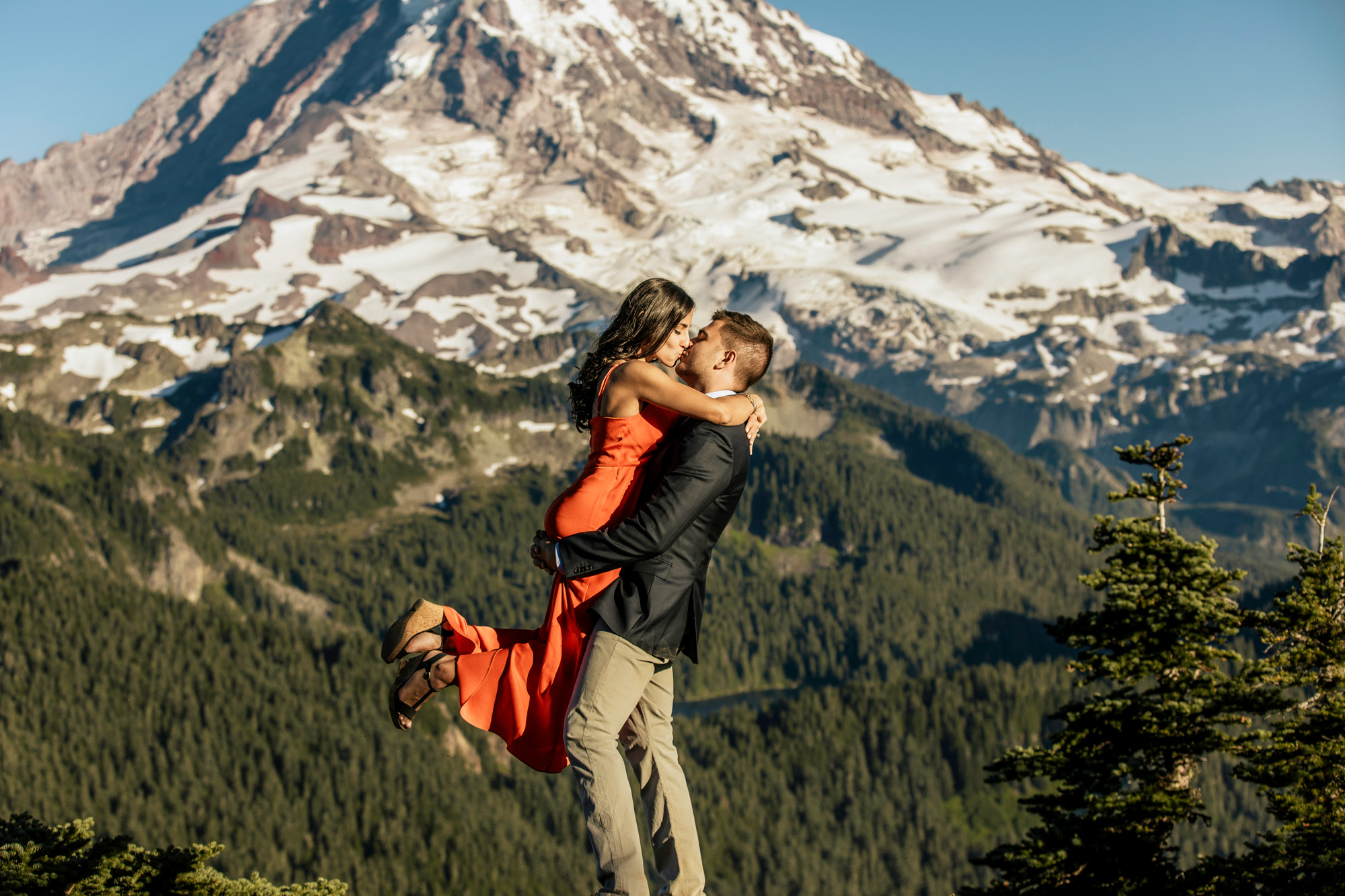 Mount Rainier adventure engagement session by Seattle wedding photographer James Thomas Long Photography