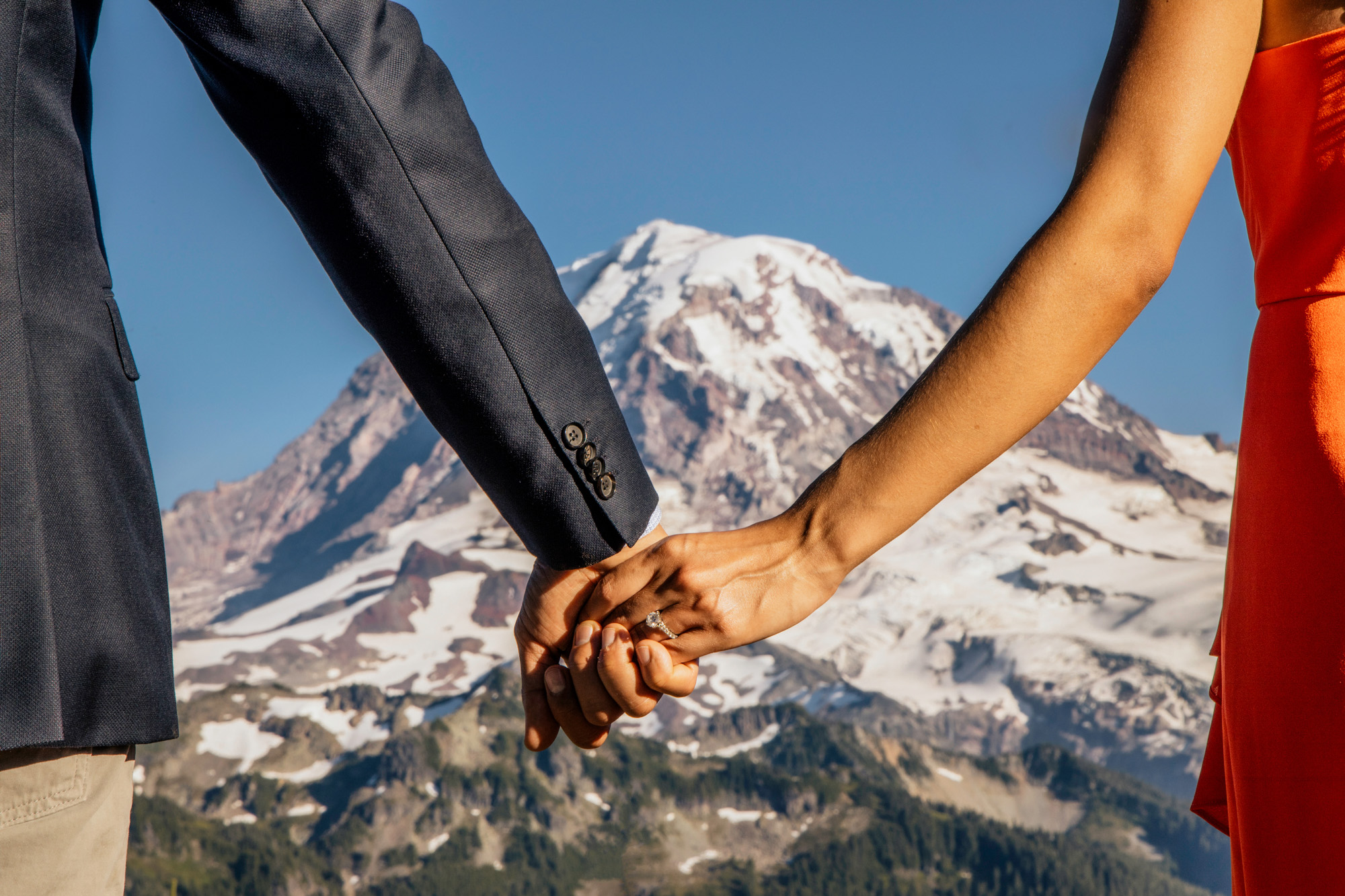 Mount Rainier adventure engagement session by Seattle wedding photographer James Thomas Long Photography