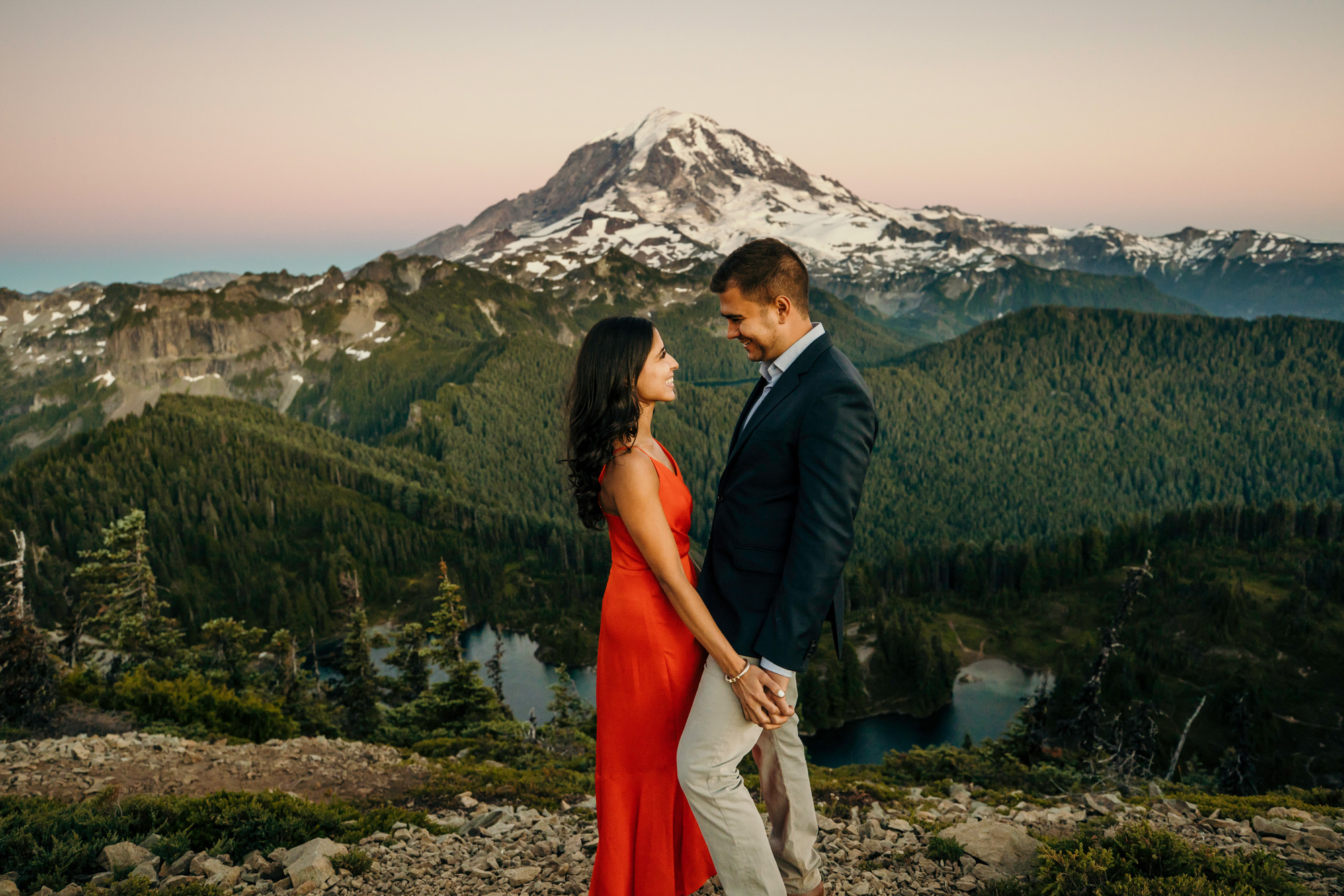 Mount Rainier adventure engagement session by Seattle wedding photographer James Thomas Long Photography