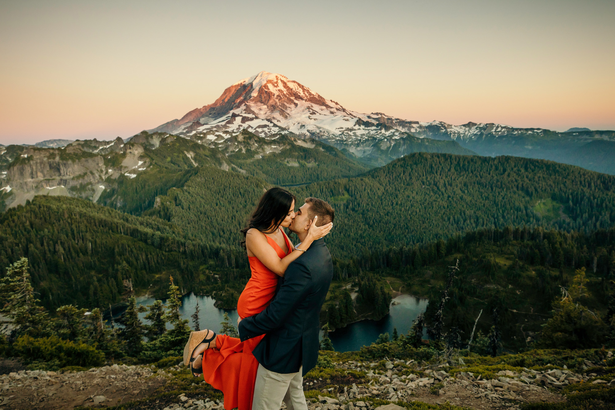 Mount Rainier adventure engagement session by Seattle wedding photographer James Thomas Long Photography