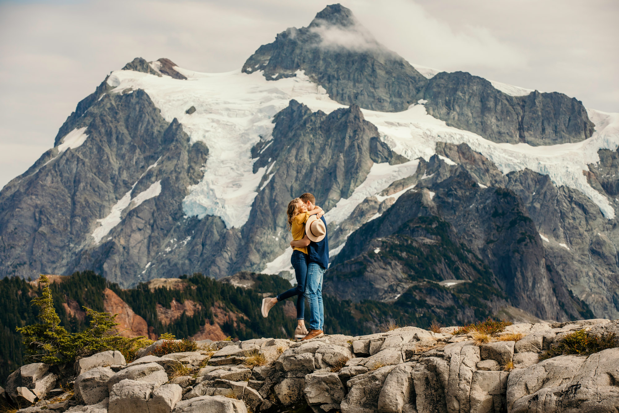 Adventure engagement session in the mountains by Seattle wedding photographer James Thomas Long Photography