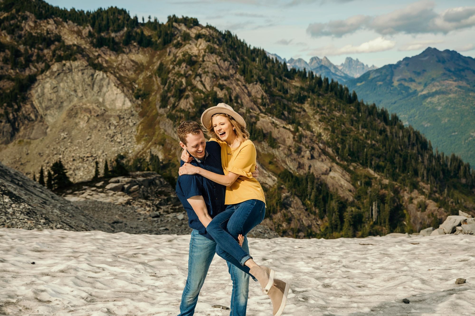 Adventure engagement session in the mountains by Seattle wedding photographer James Thomas Long Photography