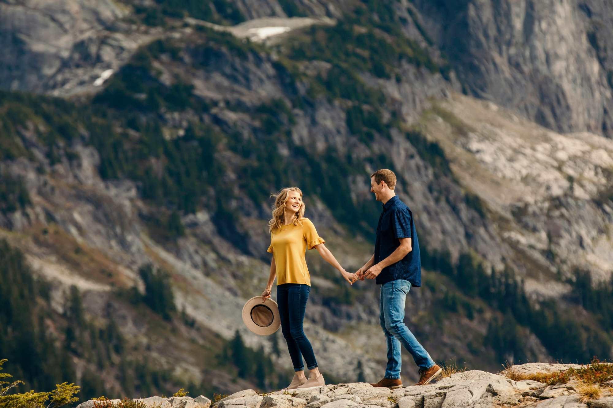 Adventure engagement session in the mountains by Seattle wedding photographer James Thomas Long Photography