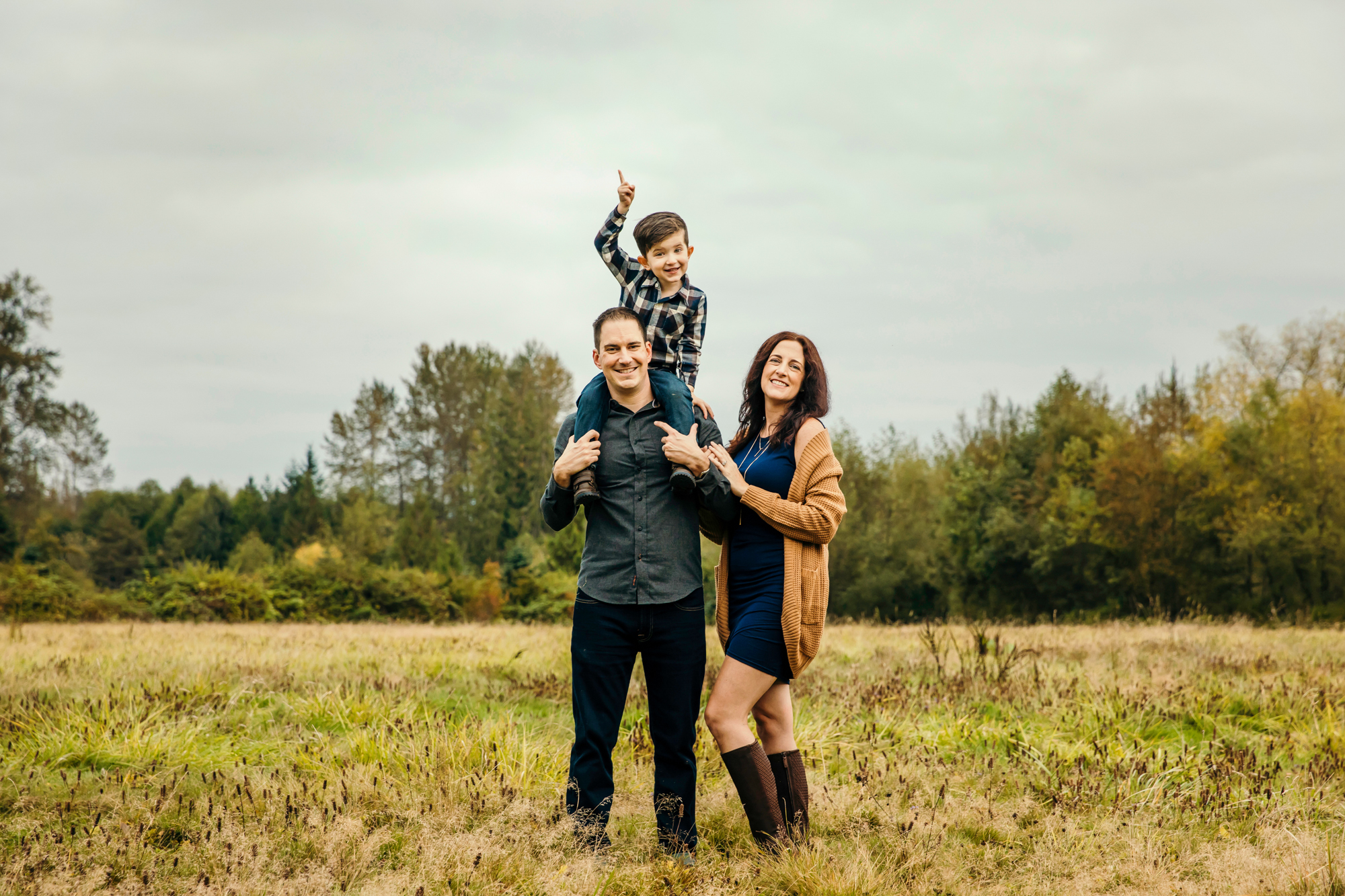 Family of Three in Carnation by Snoqualmie Family Photographer James Thomas Long Photography