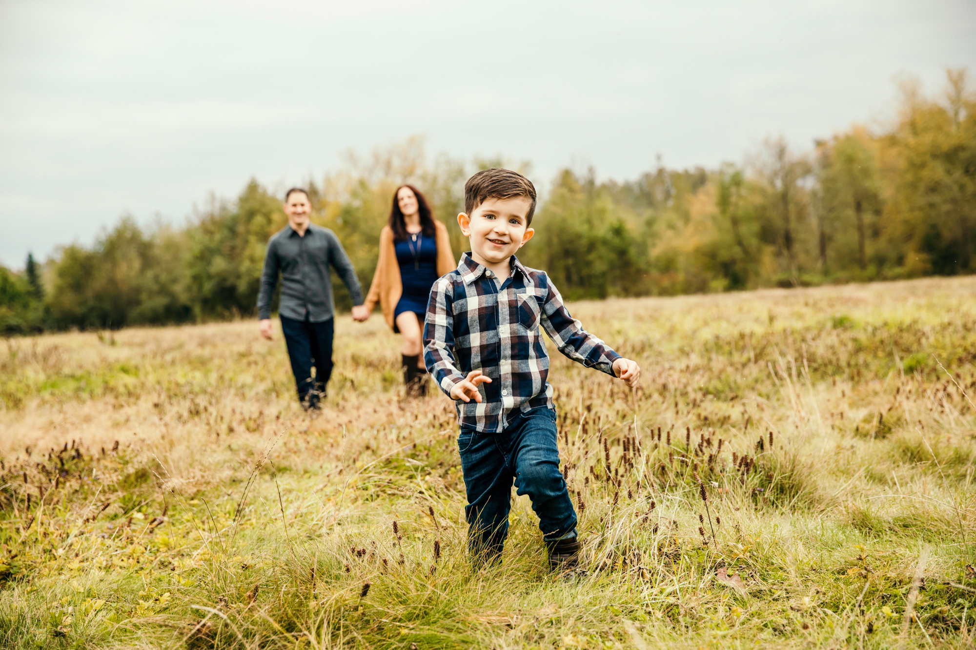 Family of Three in Carnation by Snoqualmie Family Photographer James Thomas Long Photography