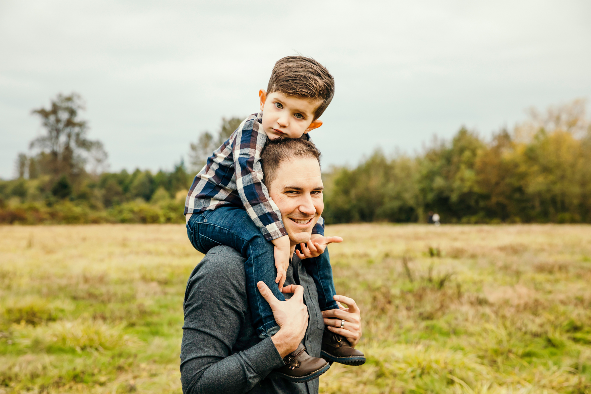 Family of Three in Carnation by Snoqualmie Family Photographer James Thomas Long Photography