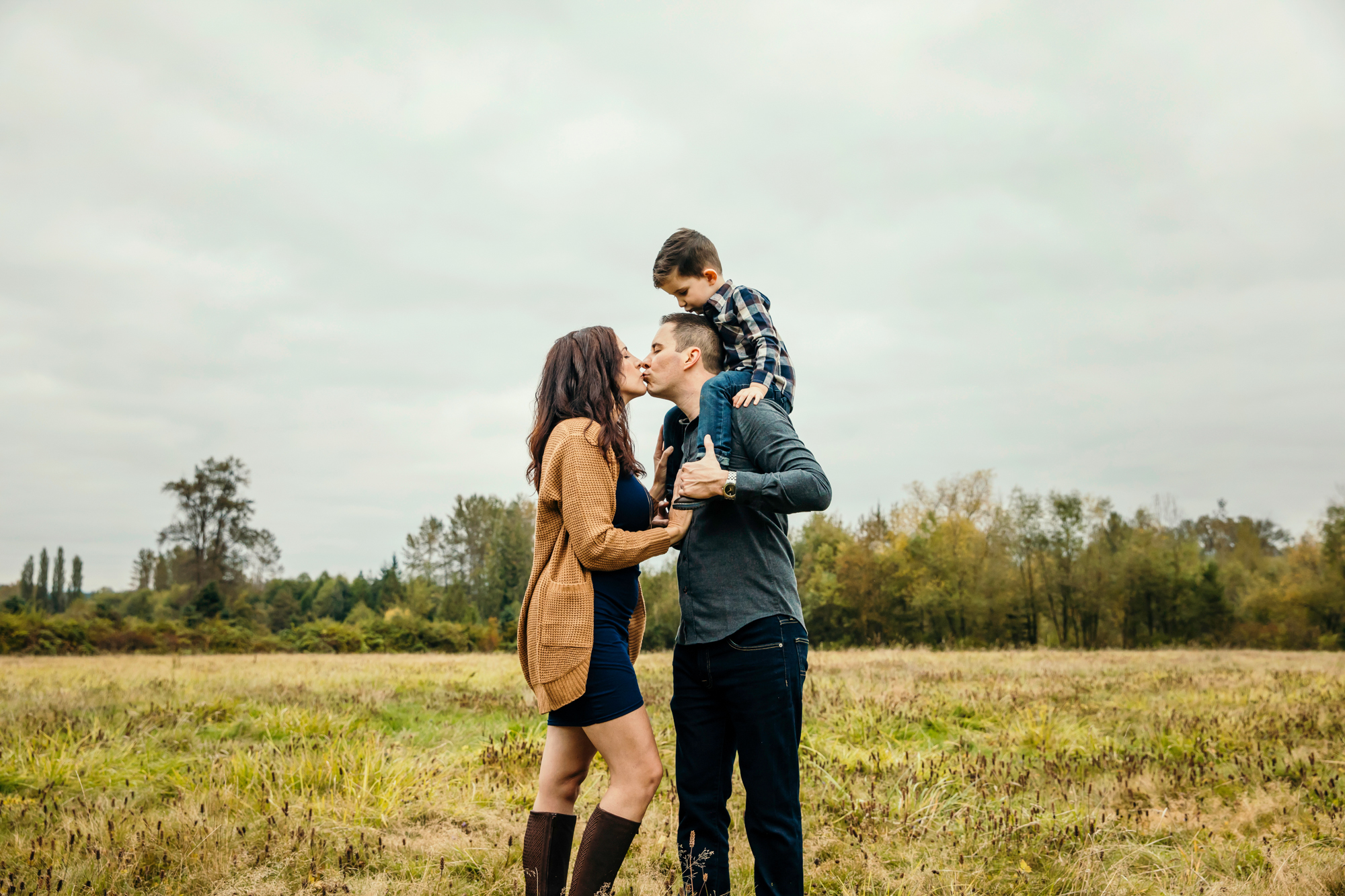 Family of Three in Carnation by Snoqualmie Family Photographer James Thomas Long Photography