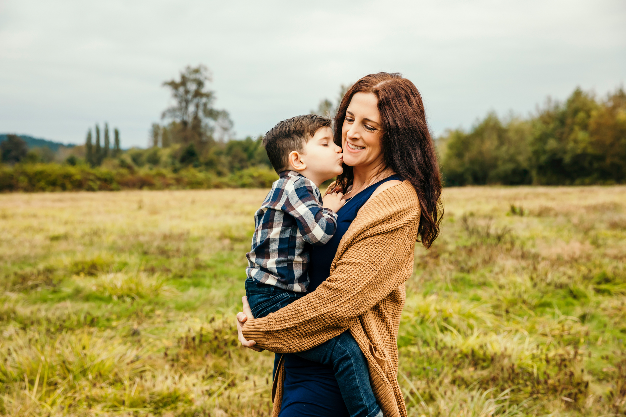 Family of Three in Carnation by Snoqualmie Family Photographer James Thomas Long Photography