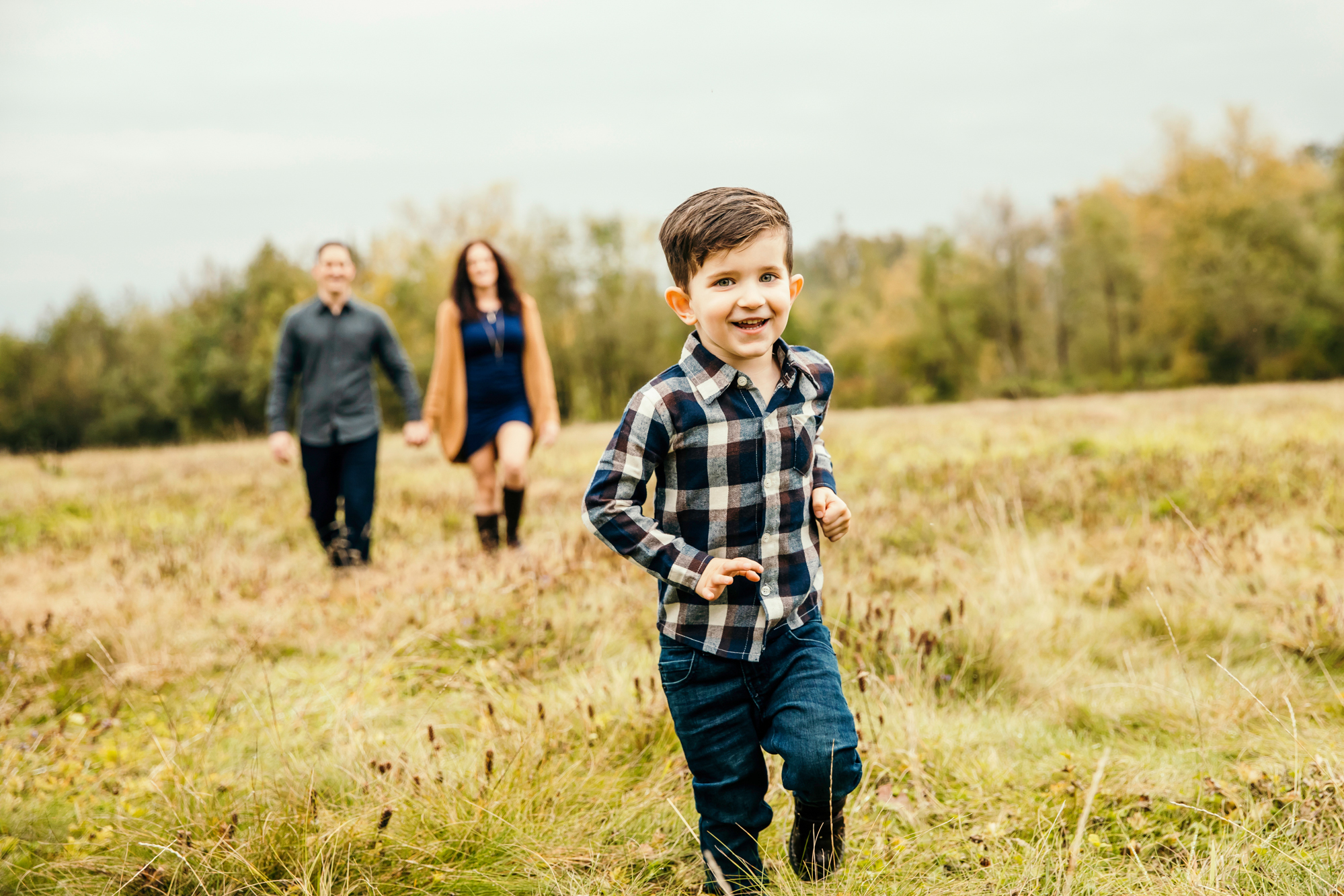 Family of Three in Carnation by Snoqualmie Family Photographer James Thomas Long Photography