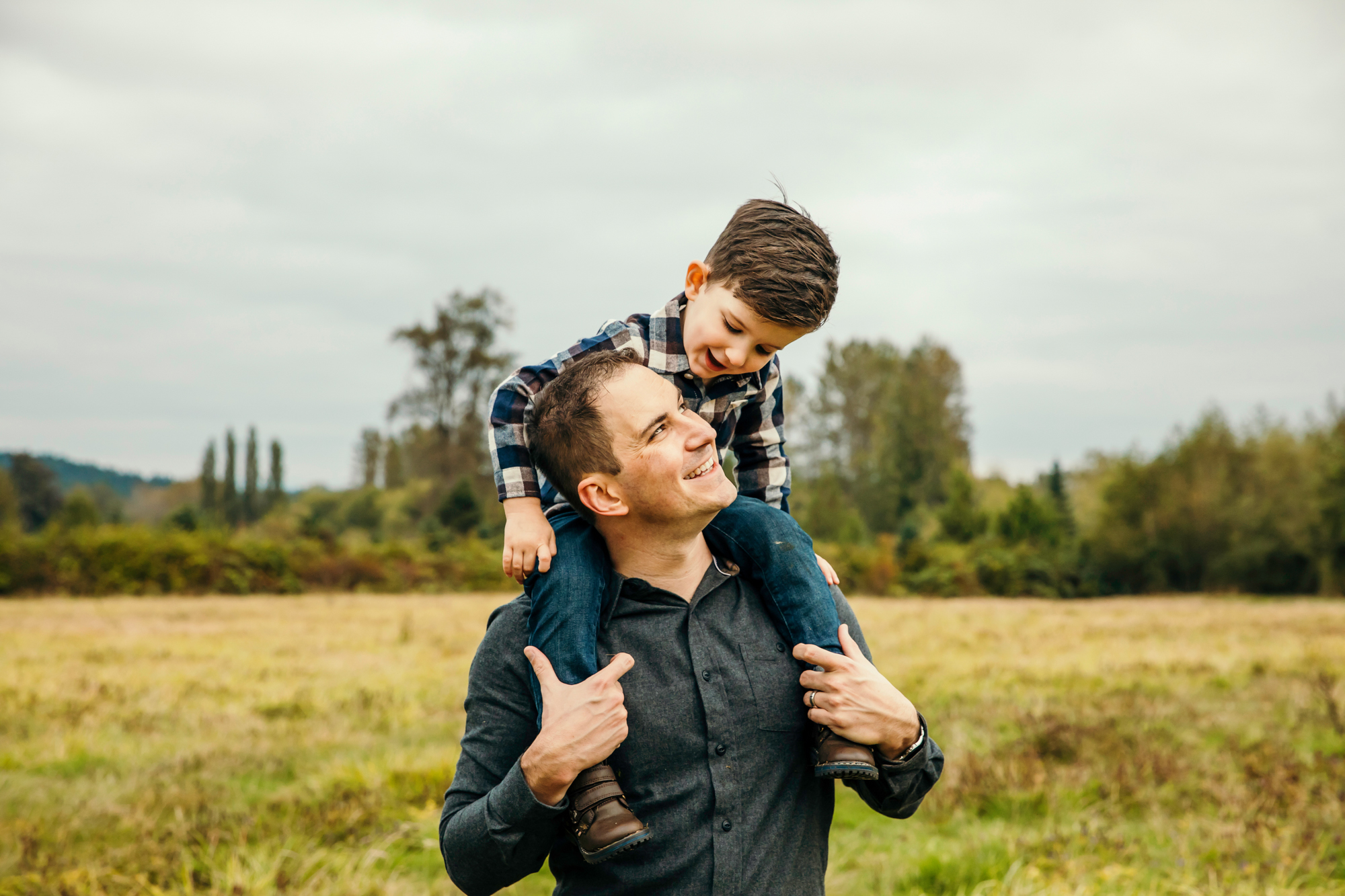 Family of Three in Carnation by Snoqualmie Family Photographer James Thomas Long Photography