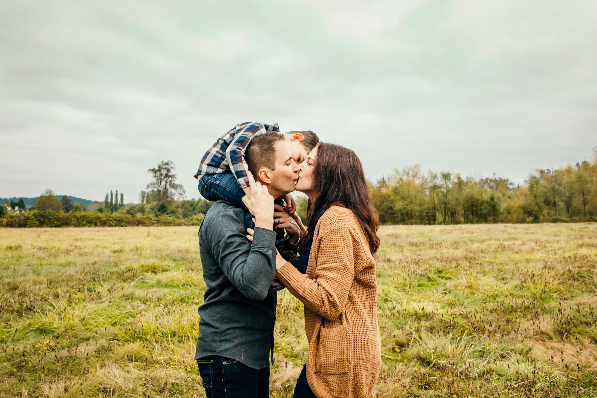 Family of Three in Carnation by Snoqualmie Family Photographer James Thomas Long Photography