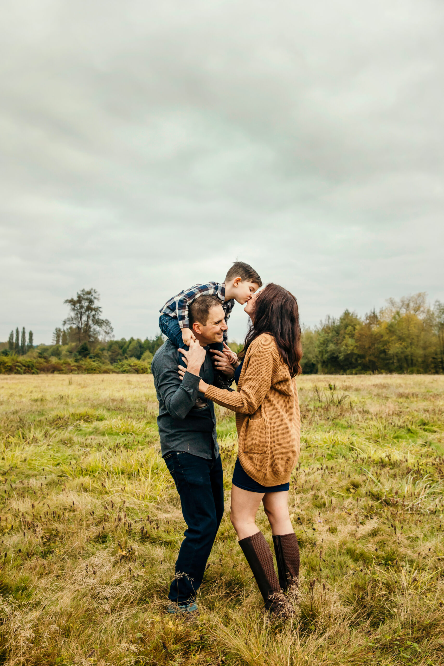 Family of Three in Carnation by Snoqualmie Family Photographer James Thomas Long Photography