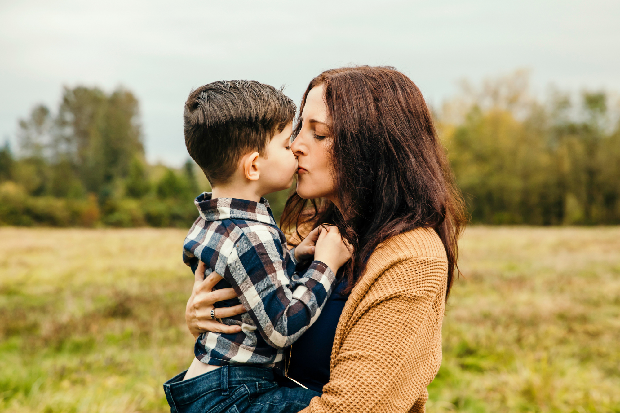 Family of Three in Carnation by Snoqualmie Family Photographer James Thomas Long Photography