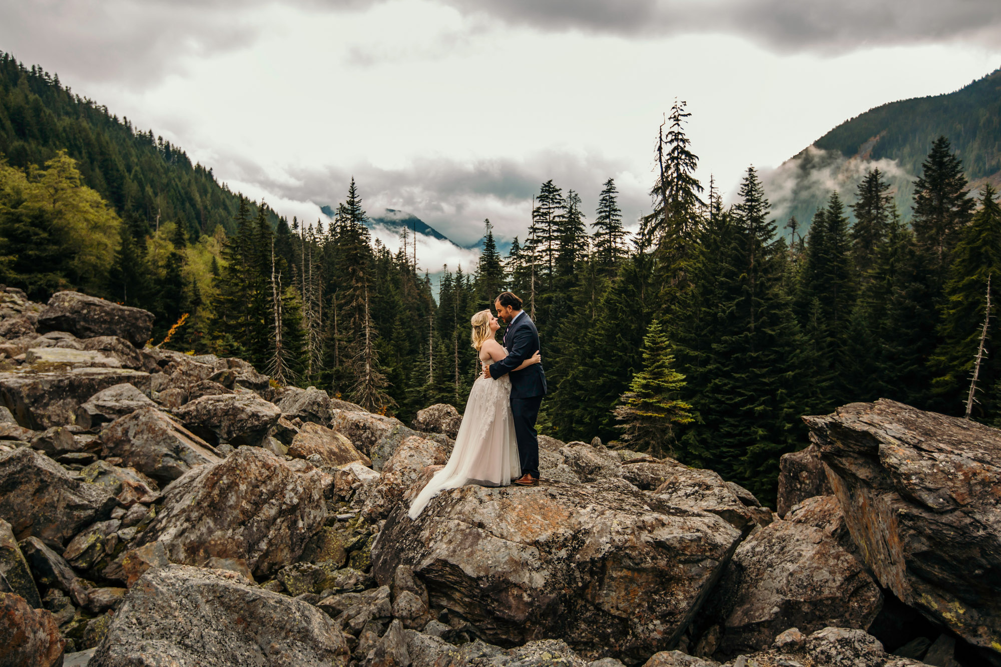 Adventure elopement in the Cascade Mountains by Seattle Wedding Photographer James Thomas Long Photography