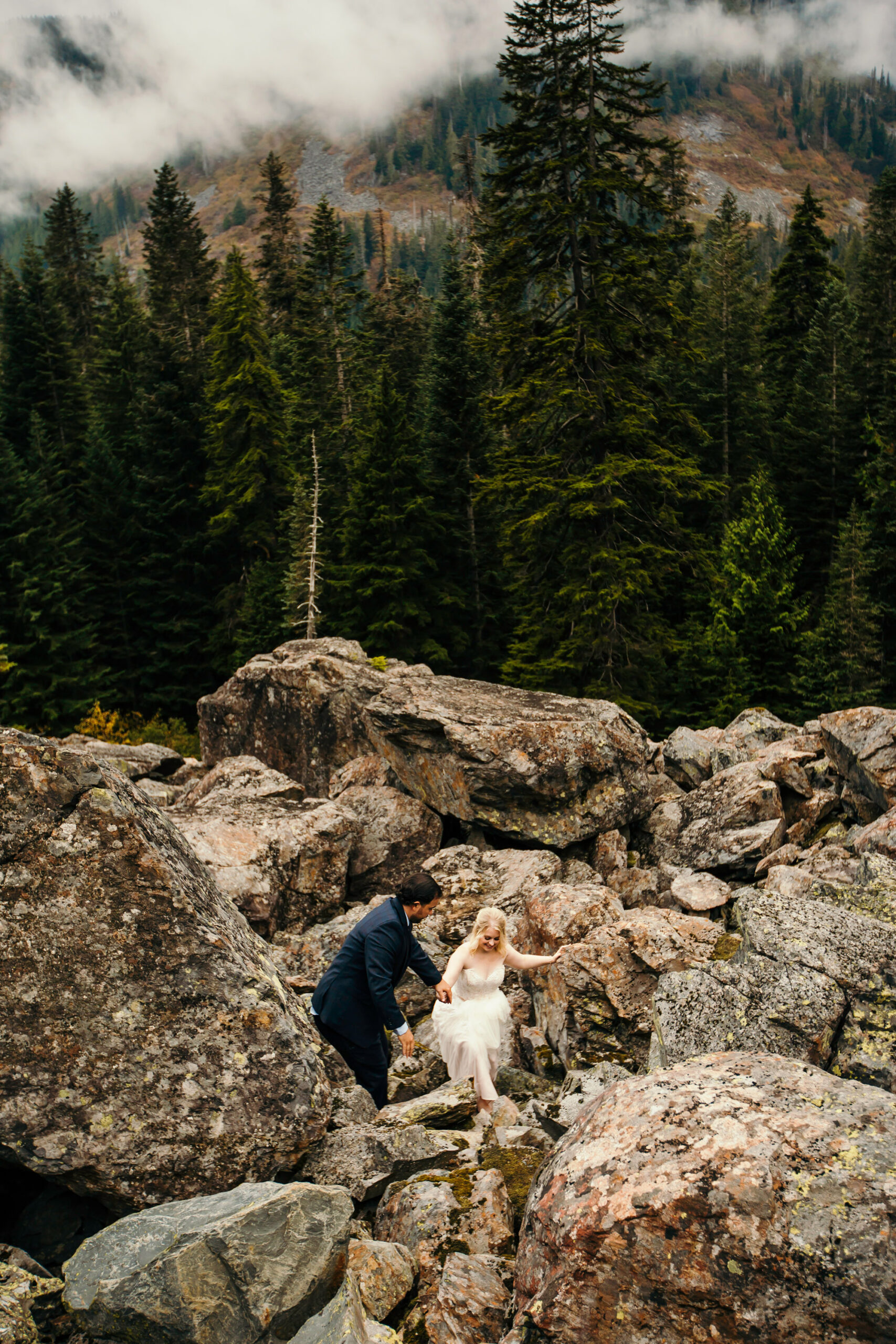 Adventure elopement in the Cascade Mountains by Seattle Wedding Photographer James Thomas Long Photography