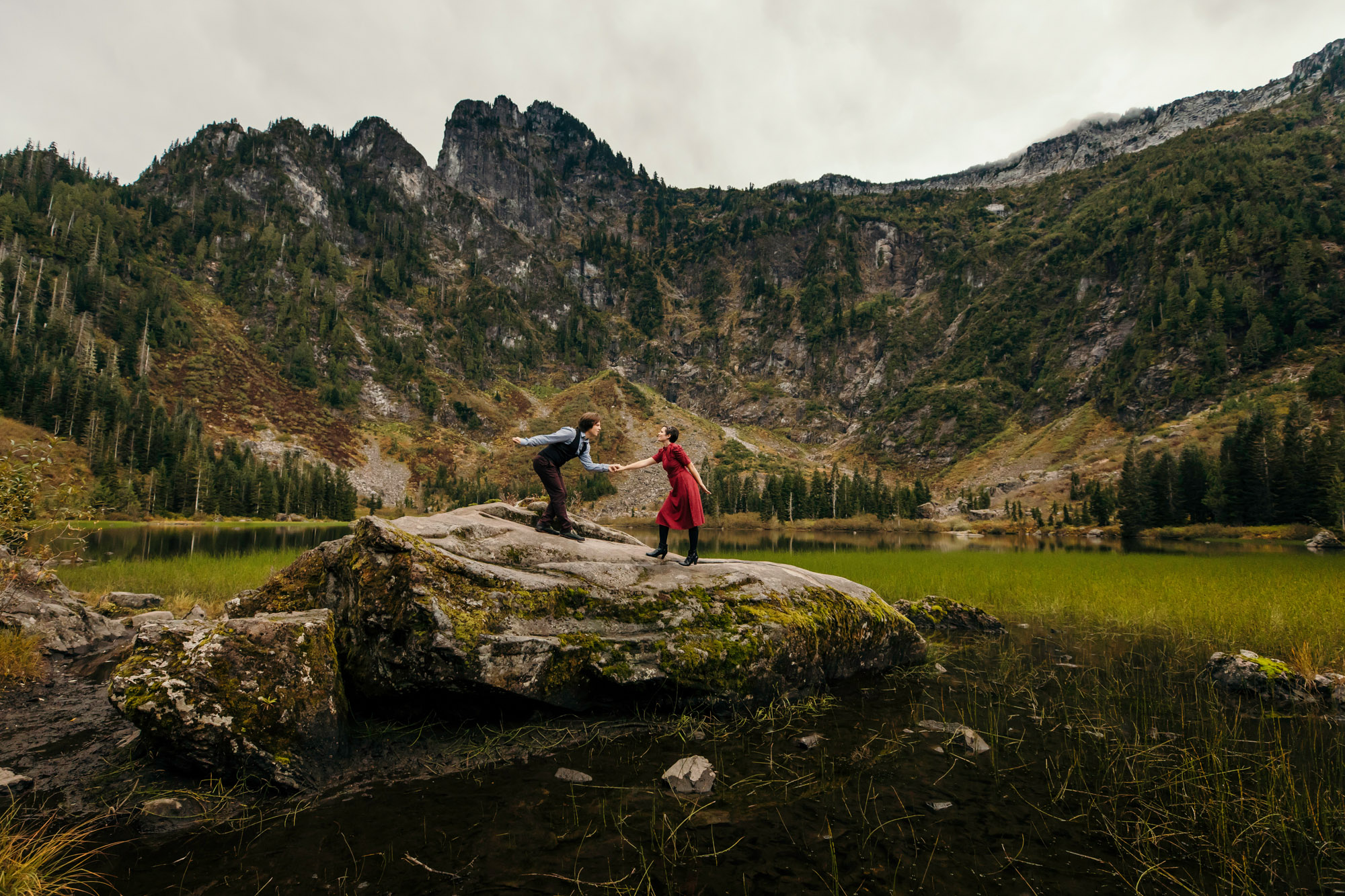 Cascade Mountain adventure engagement session by Seattle wedding photographer James Thomas Long Photography