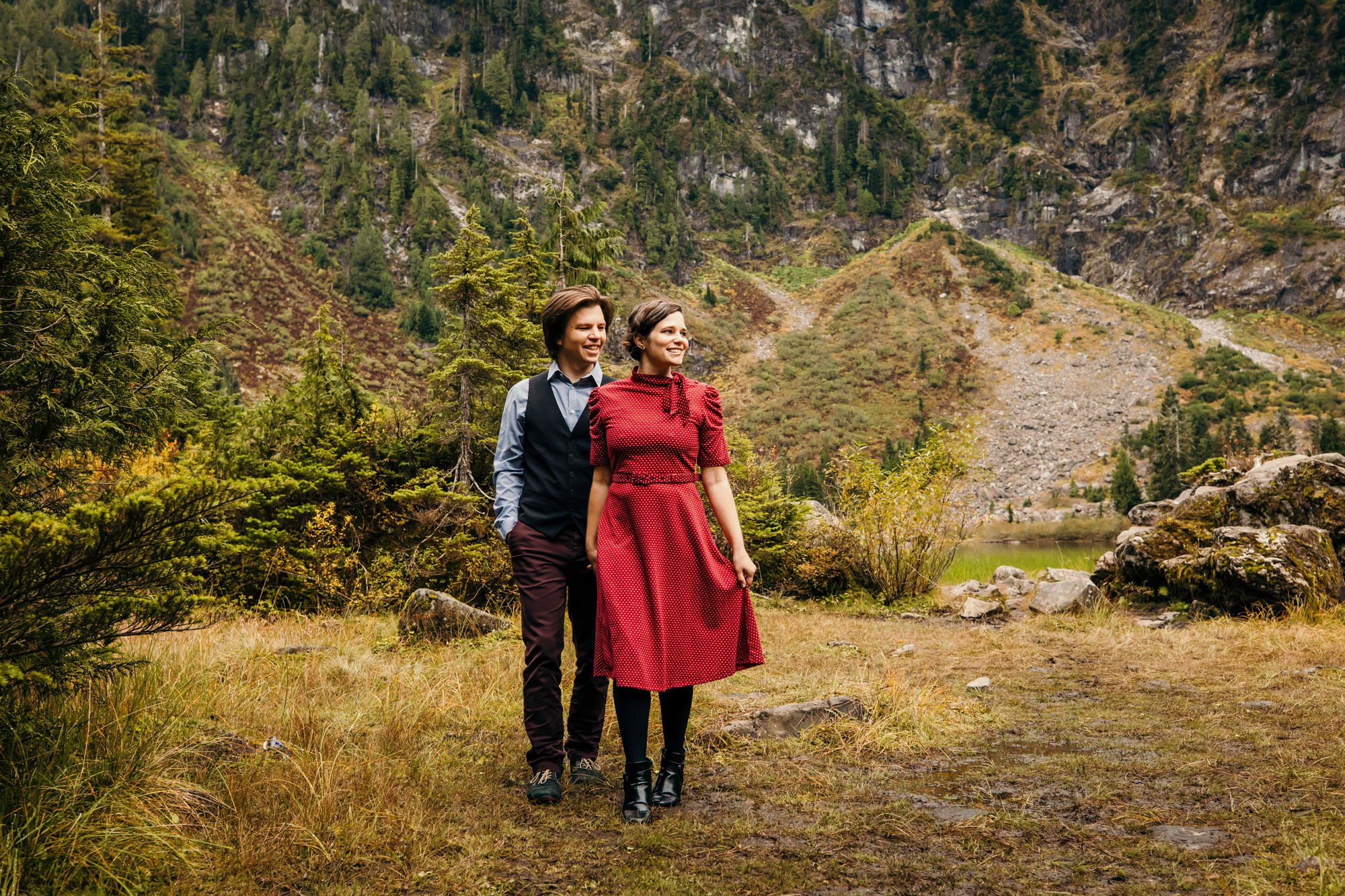 Cascade Mountain adventure engagement session by Seattle wedding photographer James Thomas Long Photography