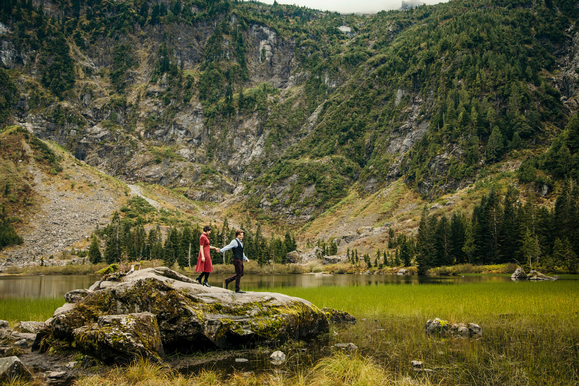 Cascade Mountain adventure engagement session by Seattle wedding photographer James Thomas Long Photography