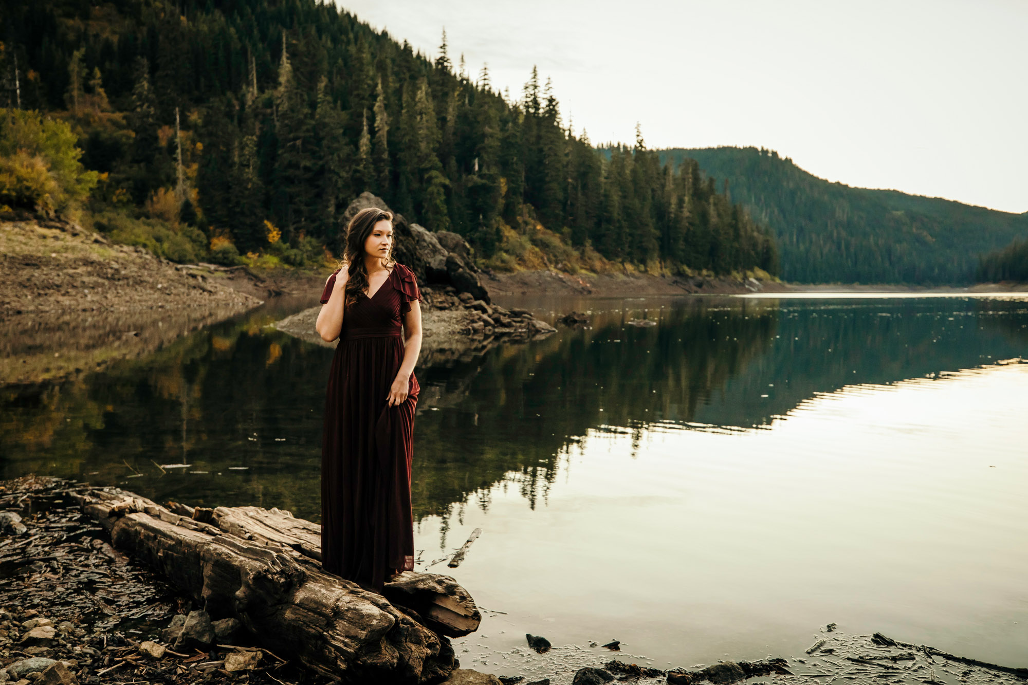 Portrait of a harpist in the Cascade Mountains by Seattle portrait photographer James Thomas Long Photography