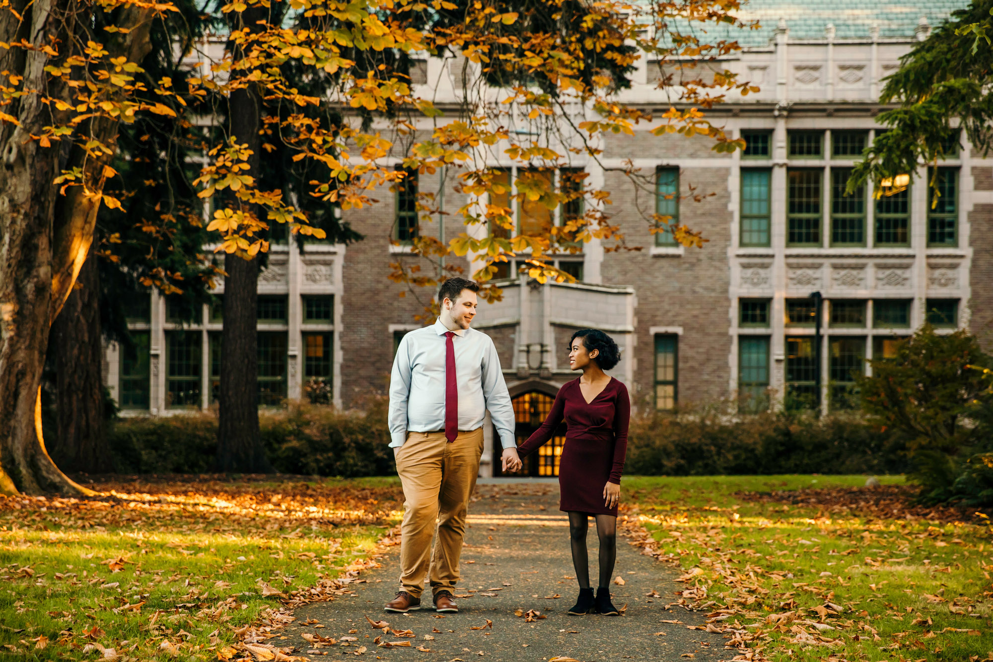 University of Washington engagement session by Seattle wedding photographer James Thomas Long Photography