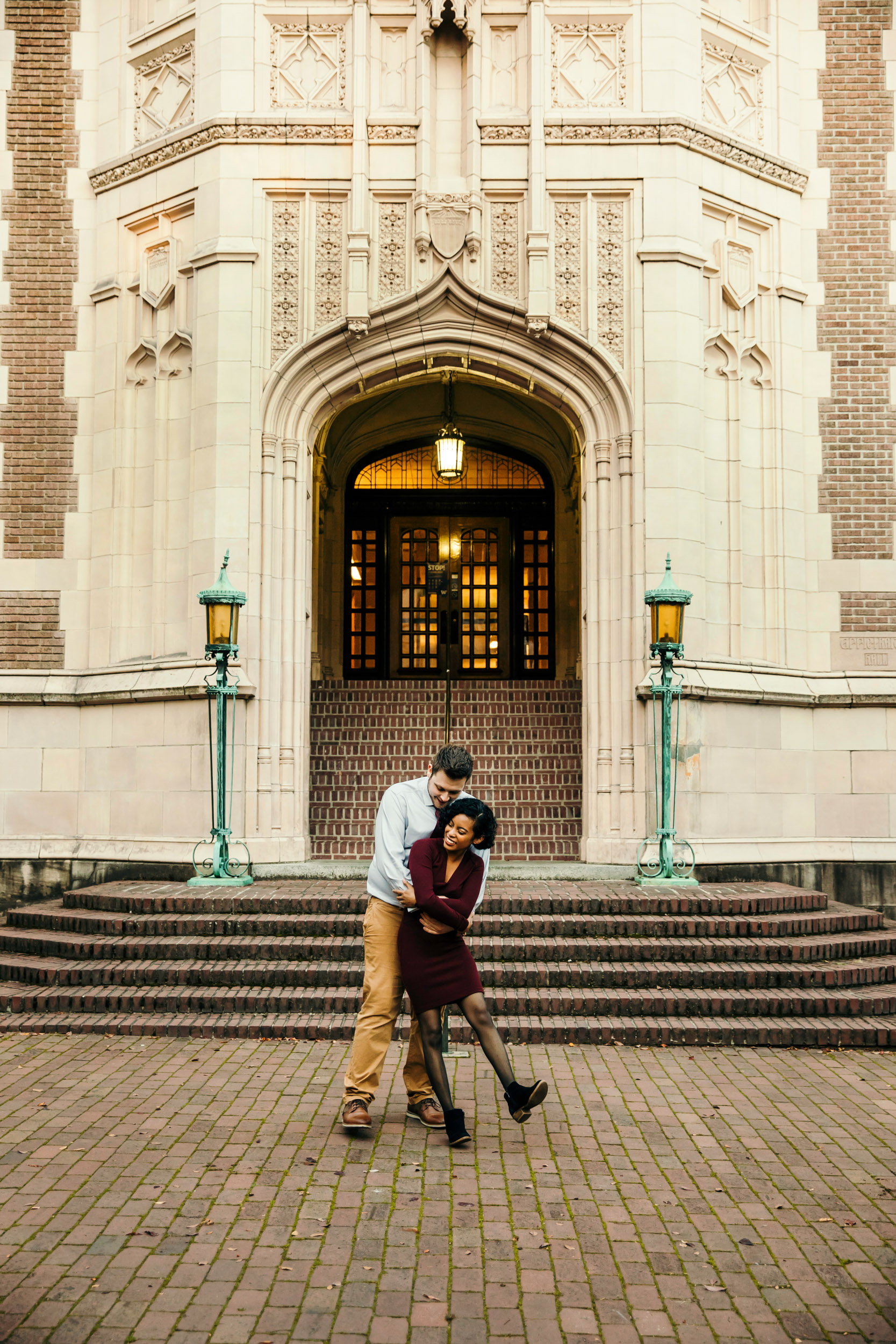 University of Washington engagement session by Seattle wedding photographer James Thomas Long Photography