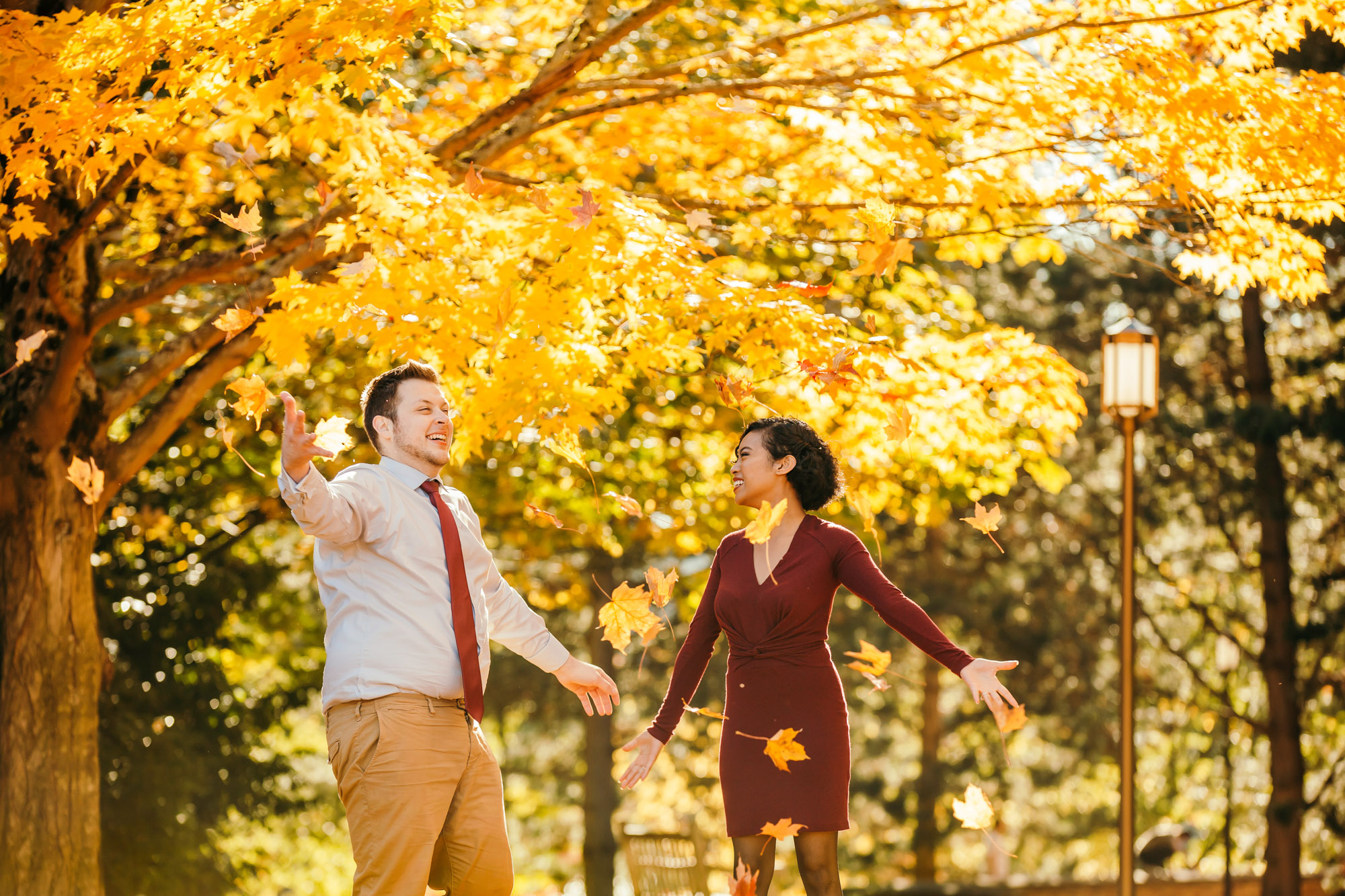 University of Washington engagement session by Seattle wedding photographer James Thomas Long Photography