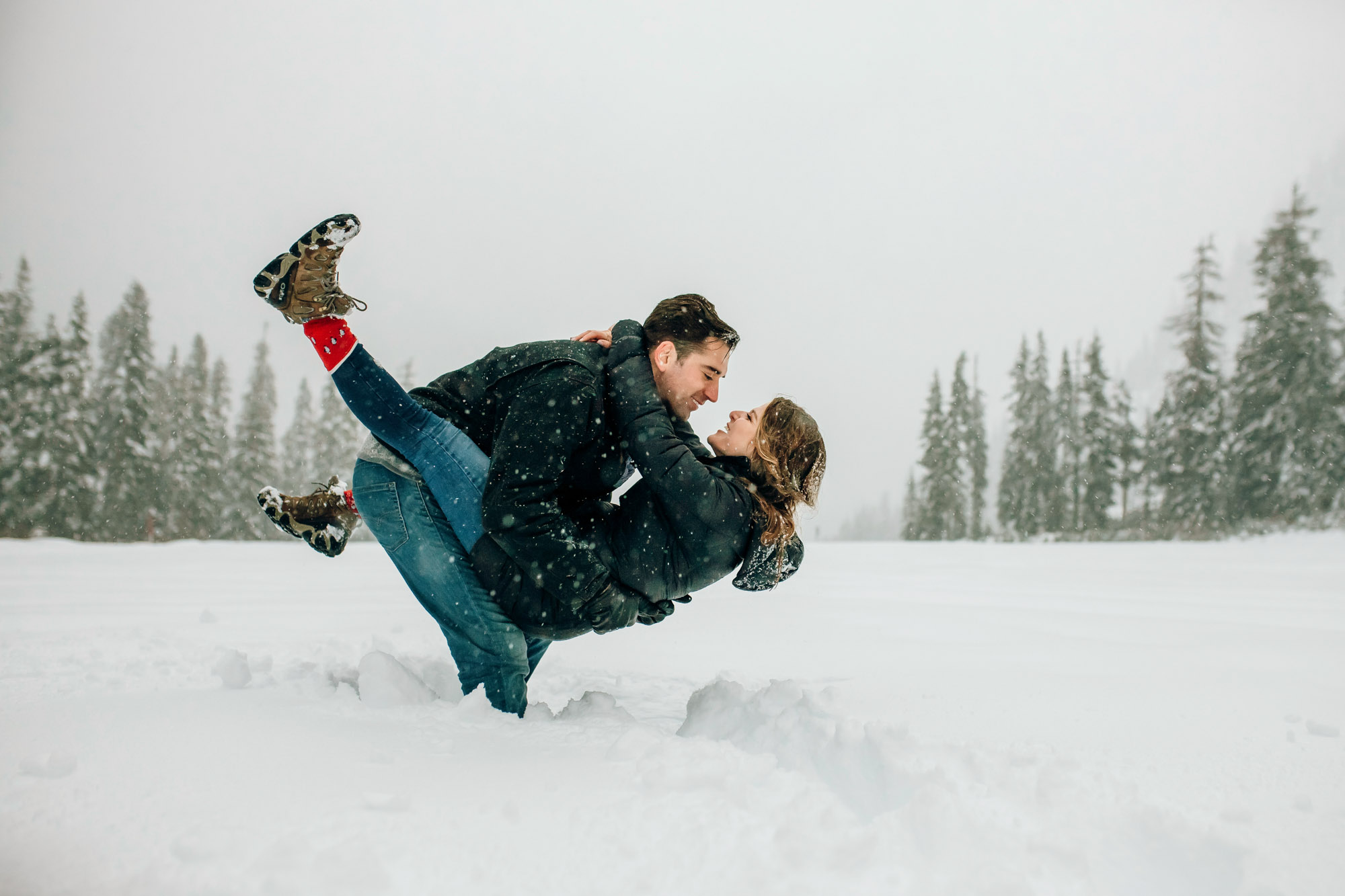 Adventure engagement session in the Cascade Mountains by Seattle wedding photographer James Thomas Long Photography