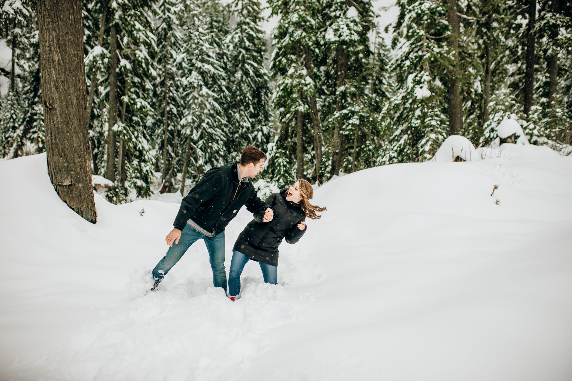 Adventure engagement session in the Cascade Mountains by Seattle wedding photographer James Thomas Long Photography