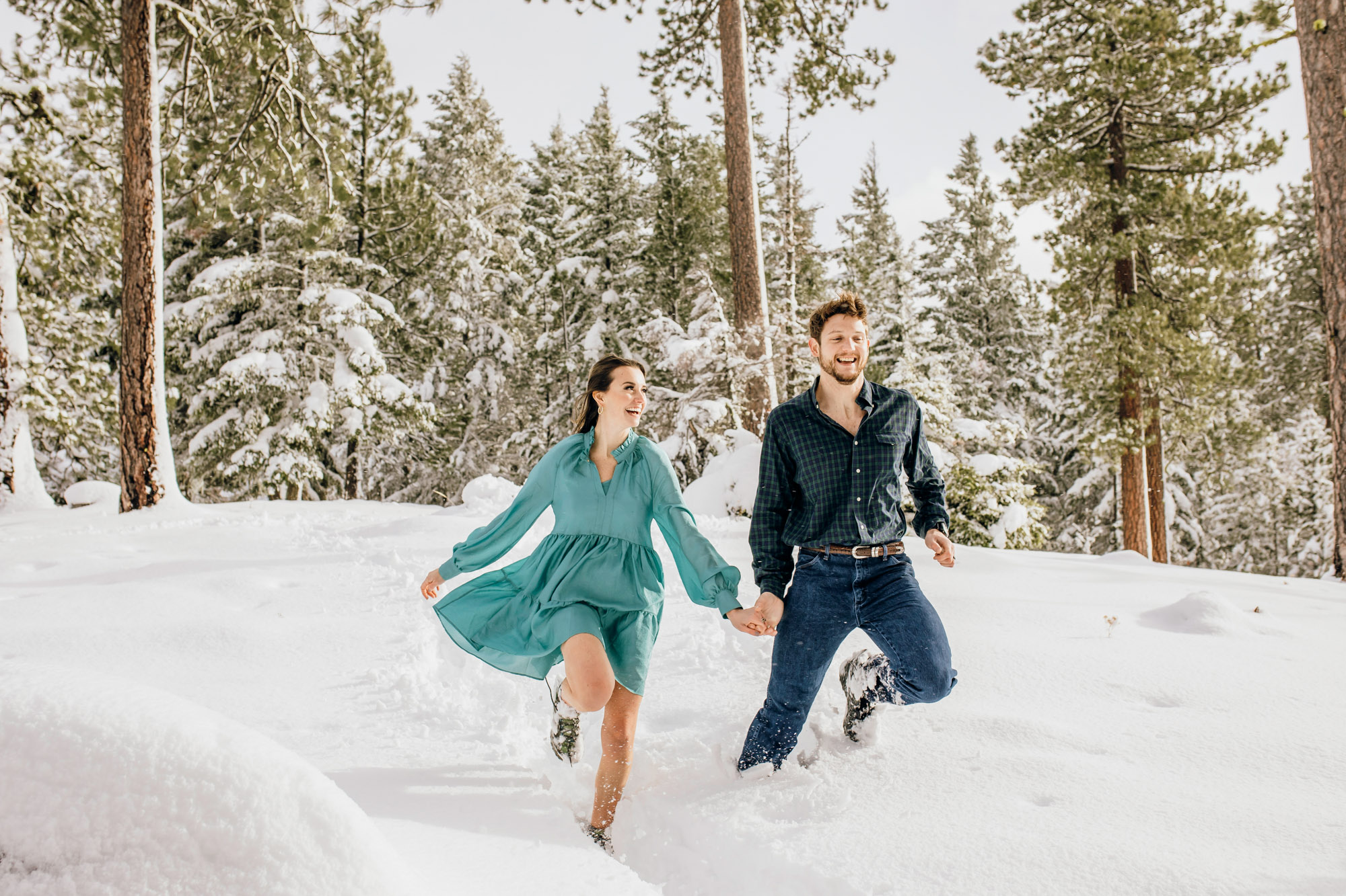 Adventure engagement session in the snow by Seattle wedding photographer James Thomas Long Photography