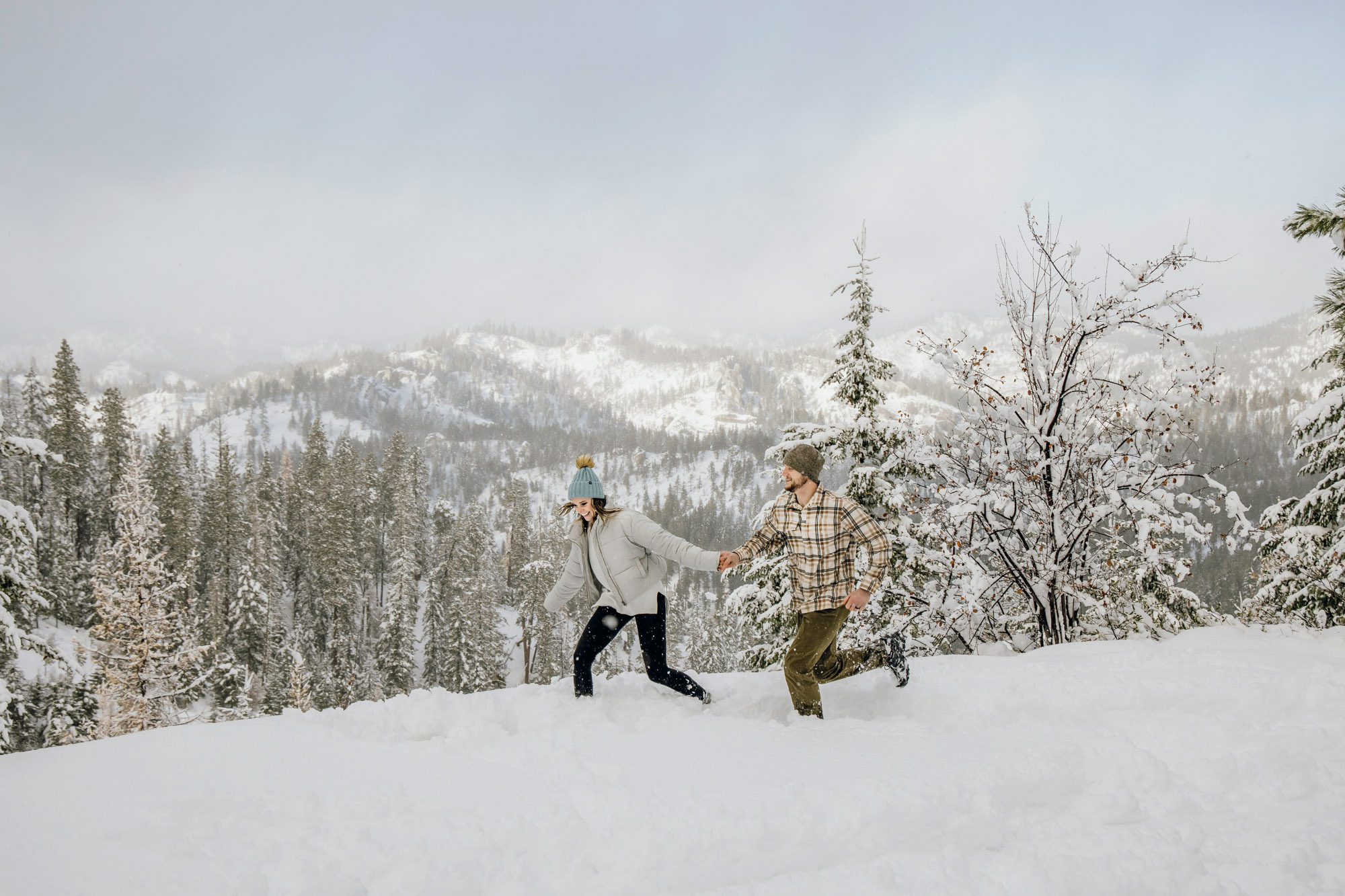 Adventure engagement session in the snow by Seattle wedding photographer James Thomas Long Photography