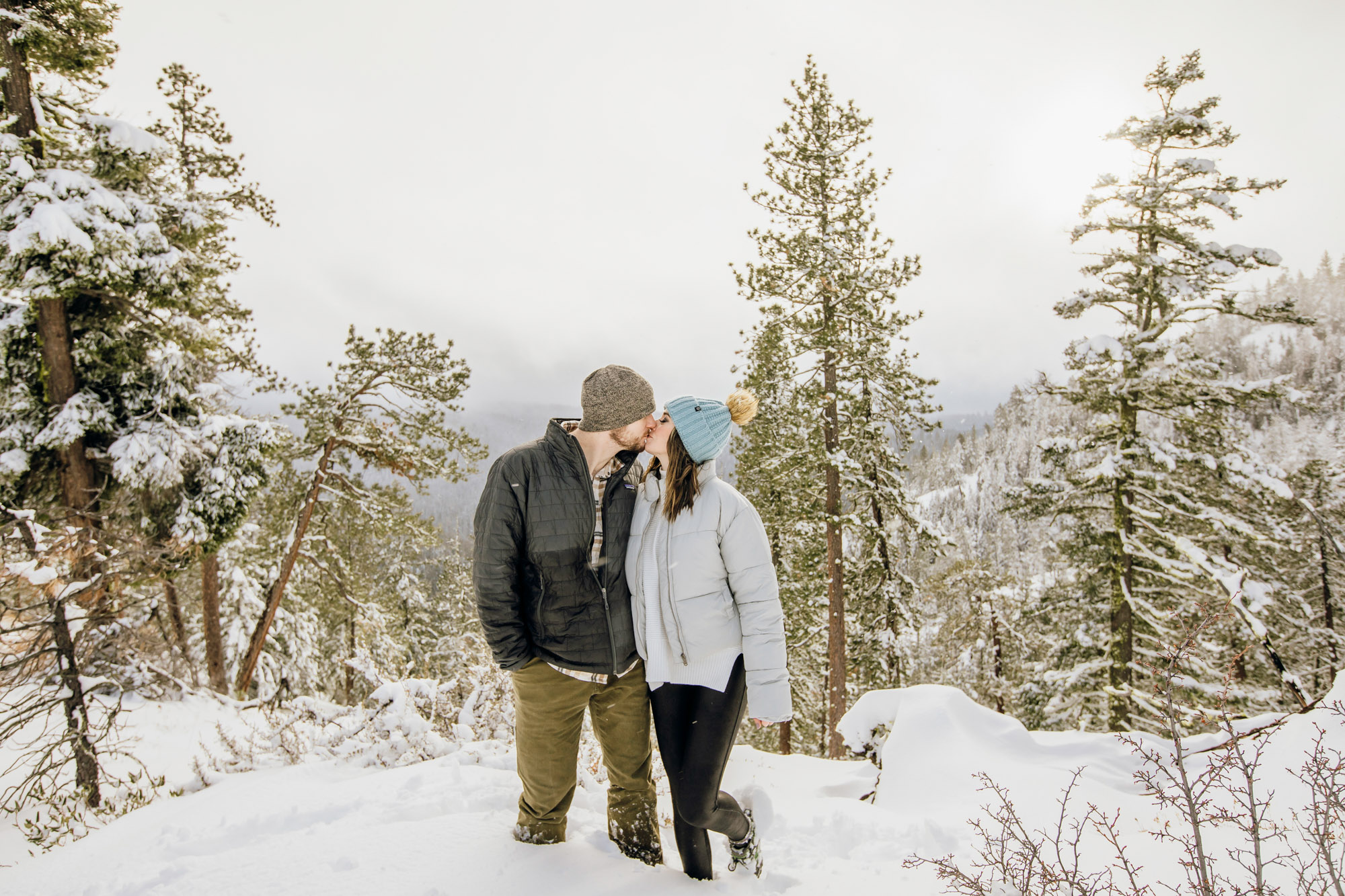 Adventure engagement session in the snow by Seattle wedding photographer James Thomas Long Photography