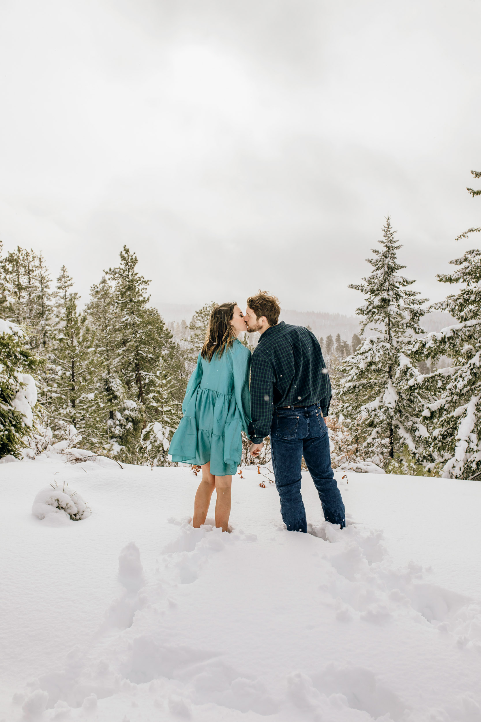 Adventure engagement session in the snow by Seattle wedding photographer James Thomas Long Photography